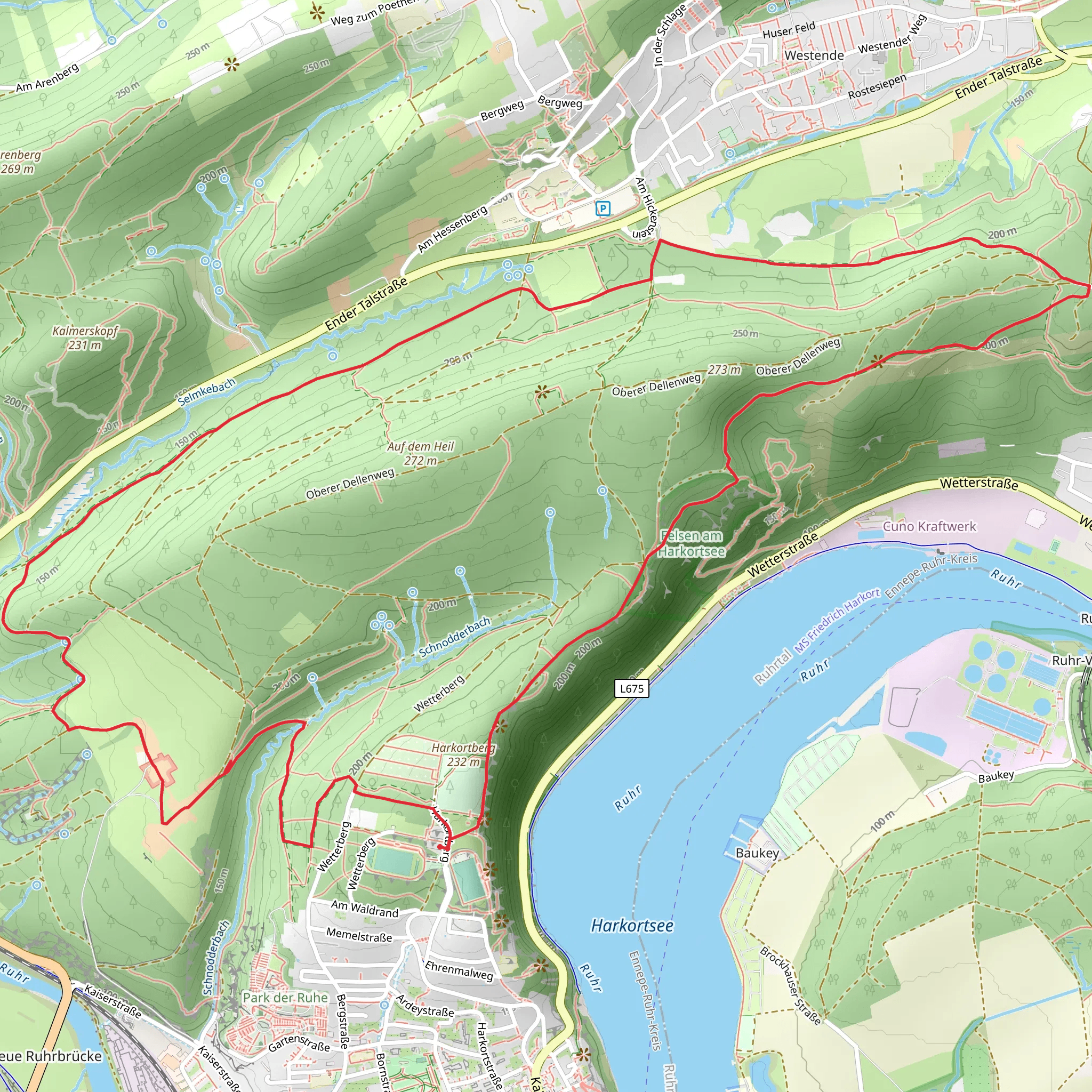 Westfalen Wanderweg and Asternweg Rundweg mobile static map