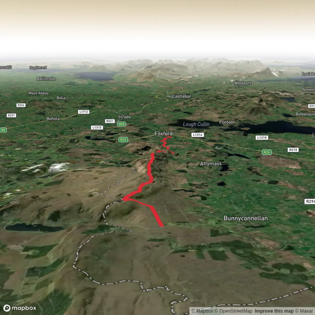 An image depicting the trail Ox Mountain Trail to Foxford and its surrounding area.