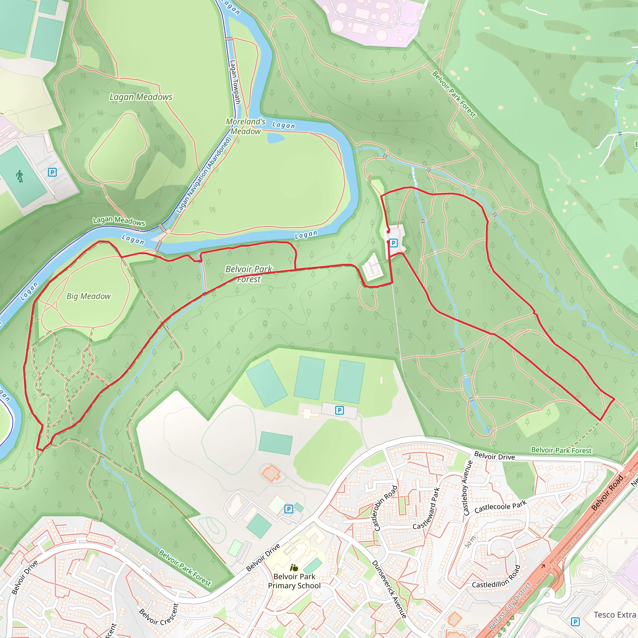 Belvoir Park Forest Loop mobile static map