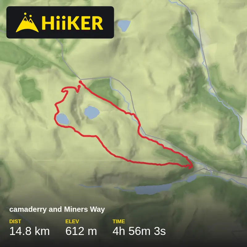 A map preview of the recording camaderry and Miners Way.