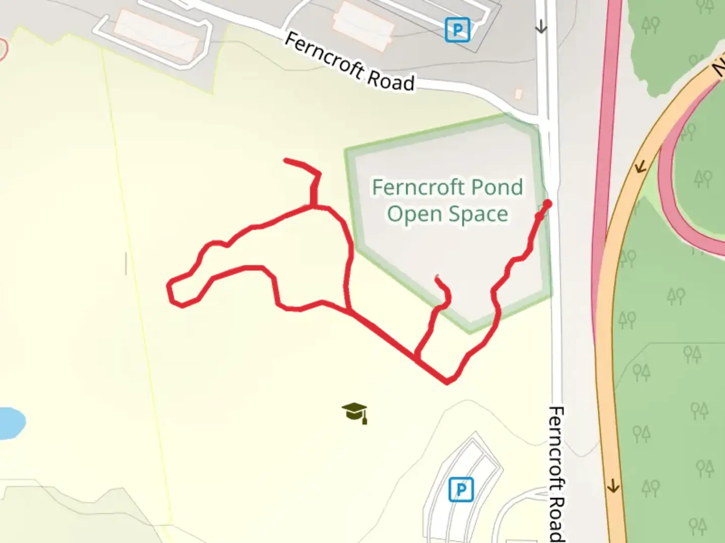 An image depicting the trail Ferncroft Pond Area Loop and its surrounding area.