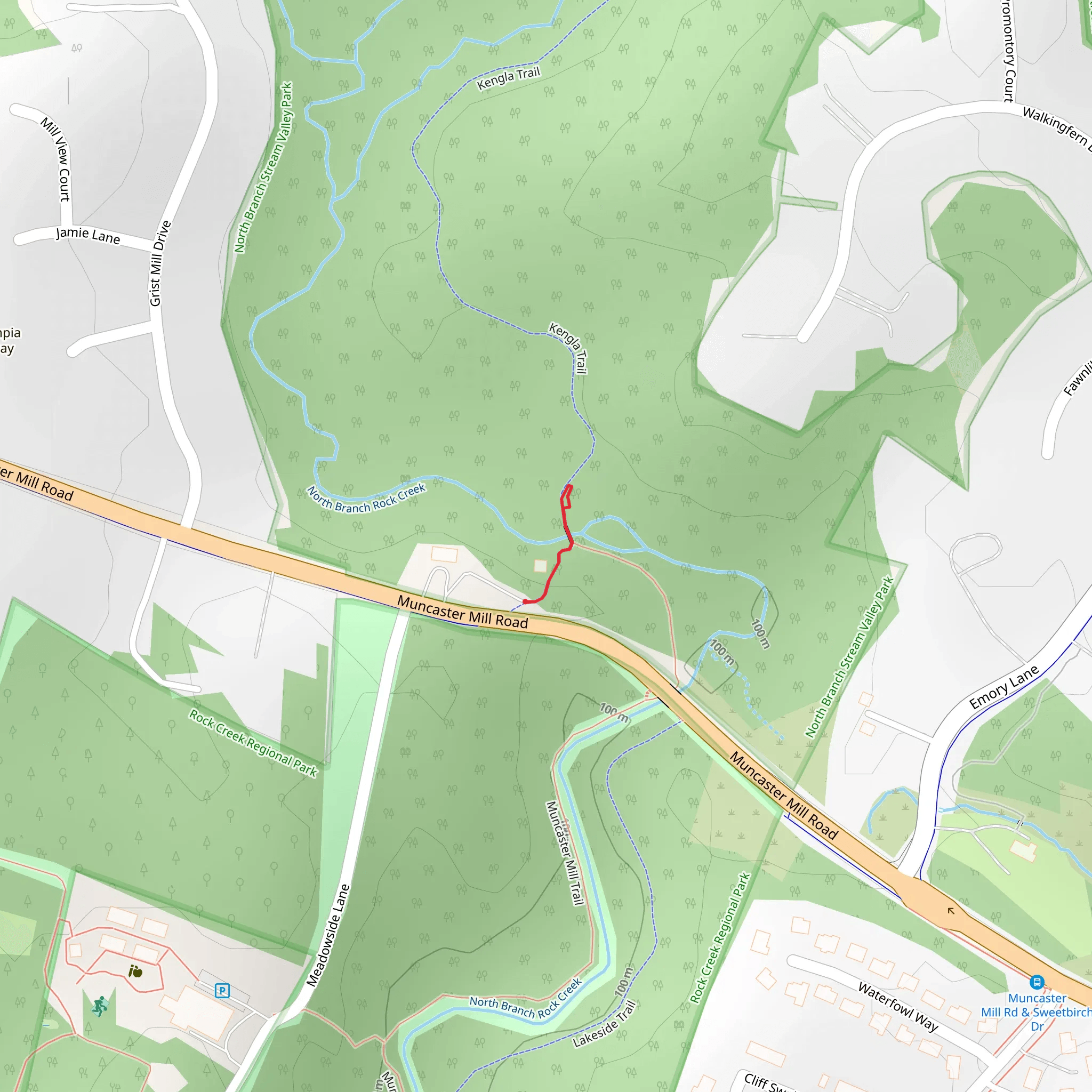 Kengla Trail from Muncaster Mill Road mobile static map