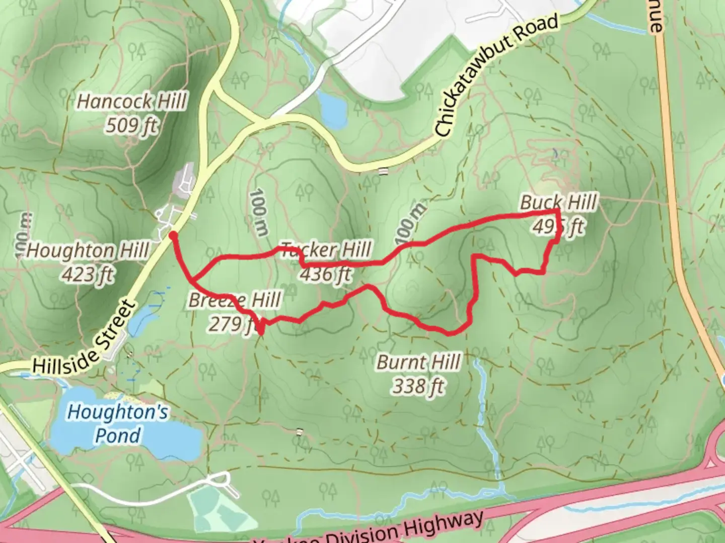 An image depicting the trail Tucker Hill, Buck Hill and Boyce Hill Loop Trail and its surrounding area.