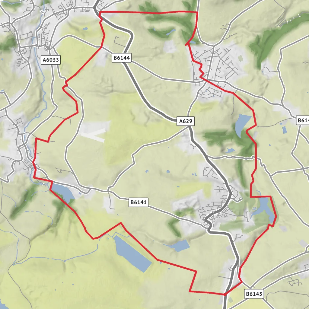 Doe Park Reservoir, Hewenden Reservoir and Leeming Reservoir Loop mobile static map