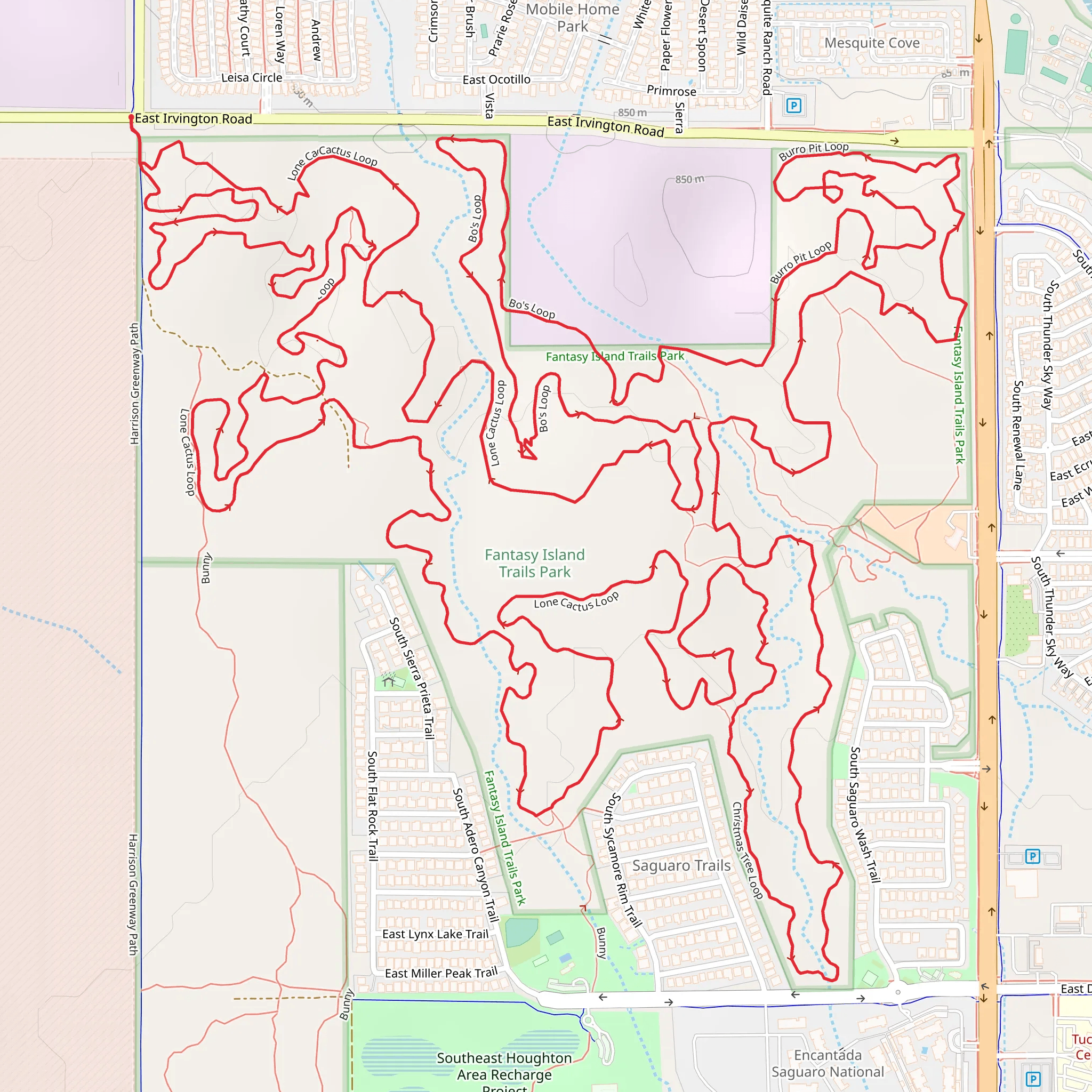 Lone Cactus and Bo's Loop mobile static map