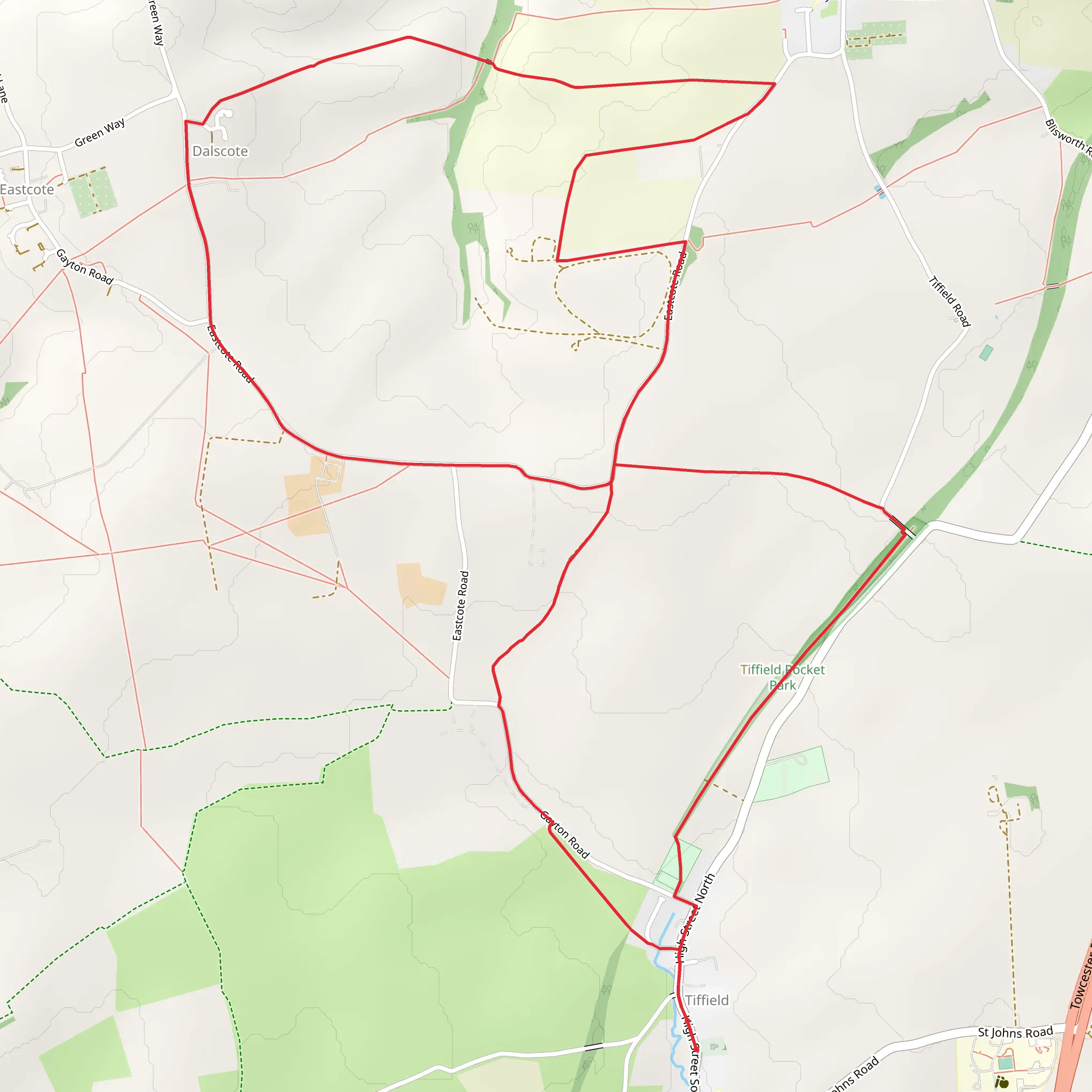 Tiffield Country Park Loop mobile static map