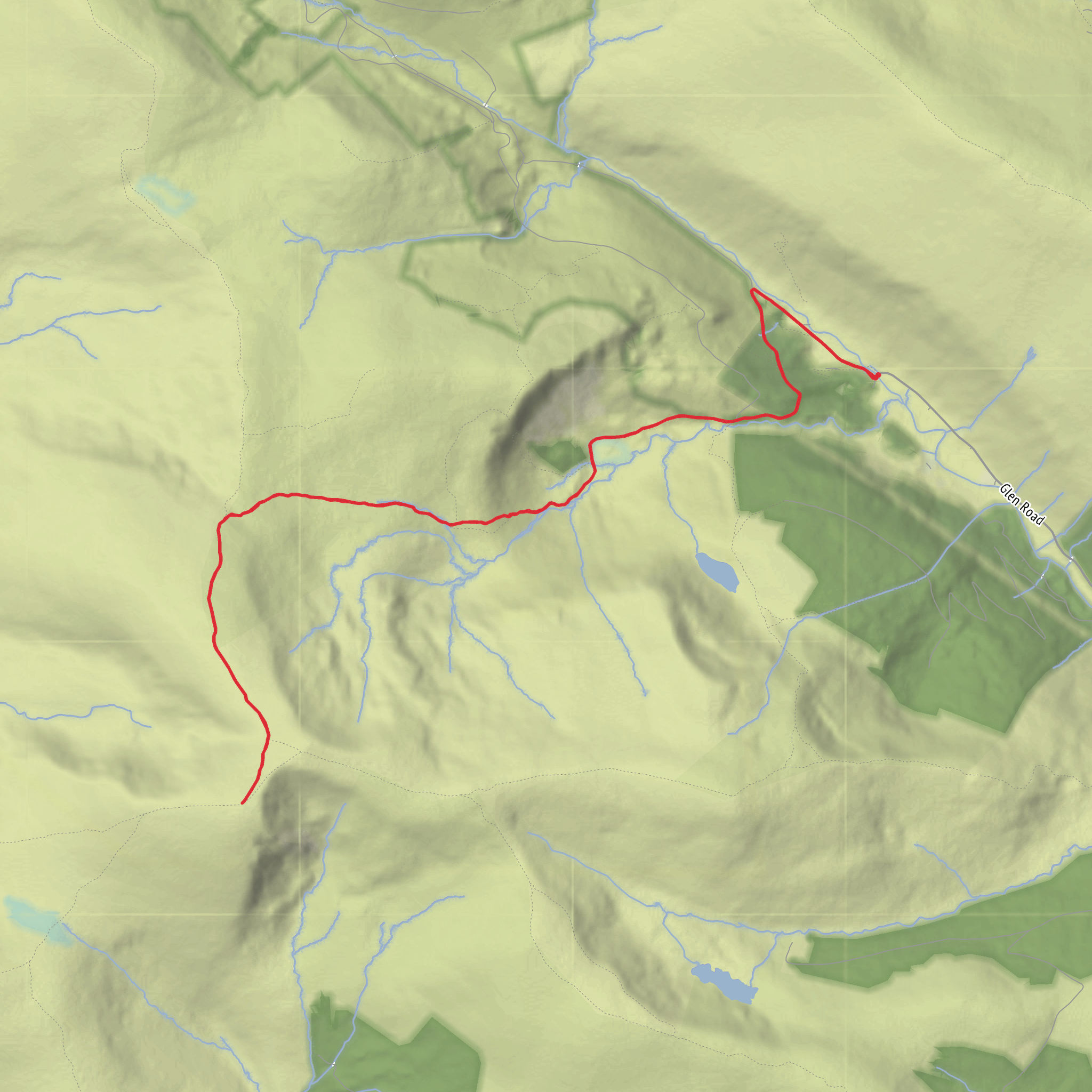 Lugnaquilla from Fraughan Rock Glen mobile static map