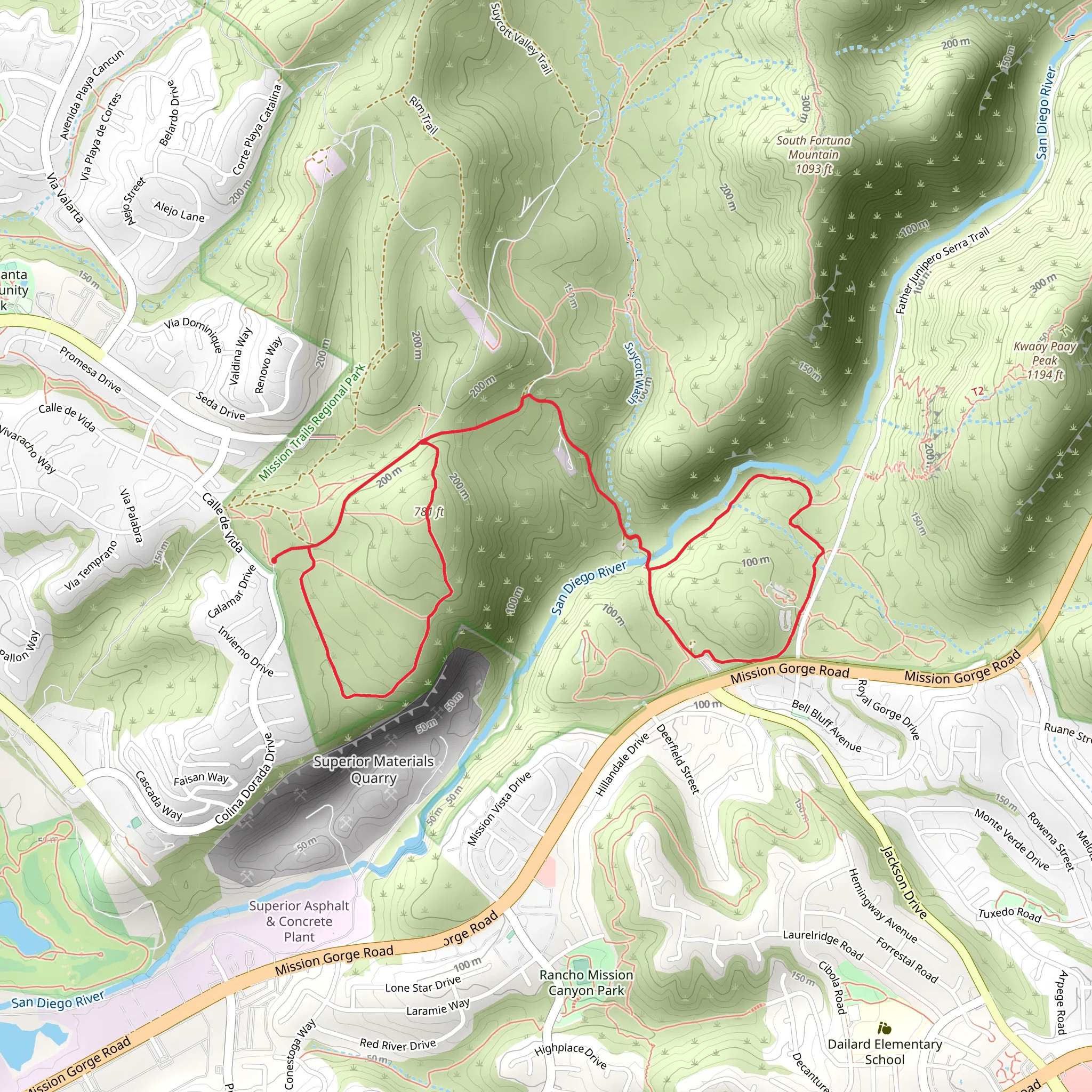 Quarry, Visitor Center and Fortuna Saddle Loop Trail mobile static map