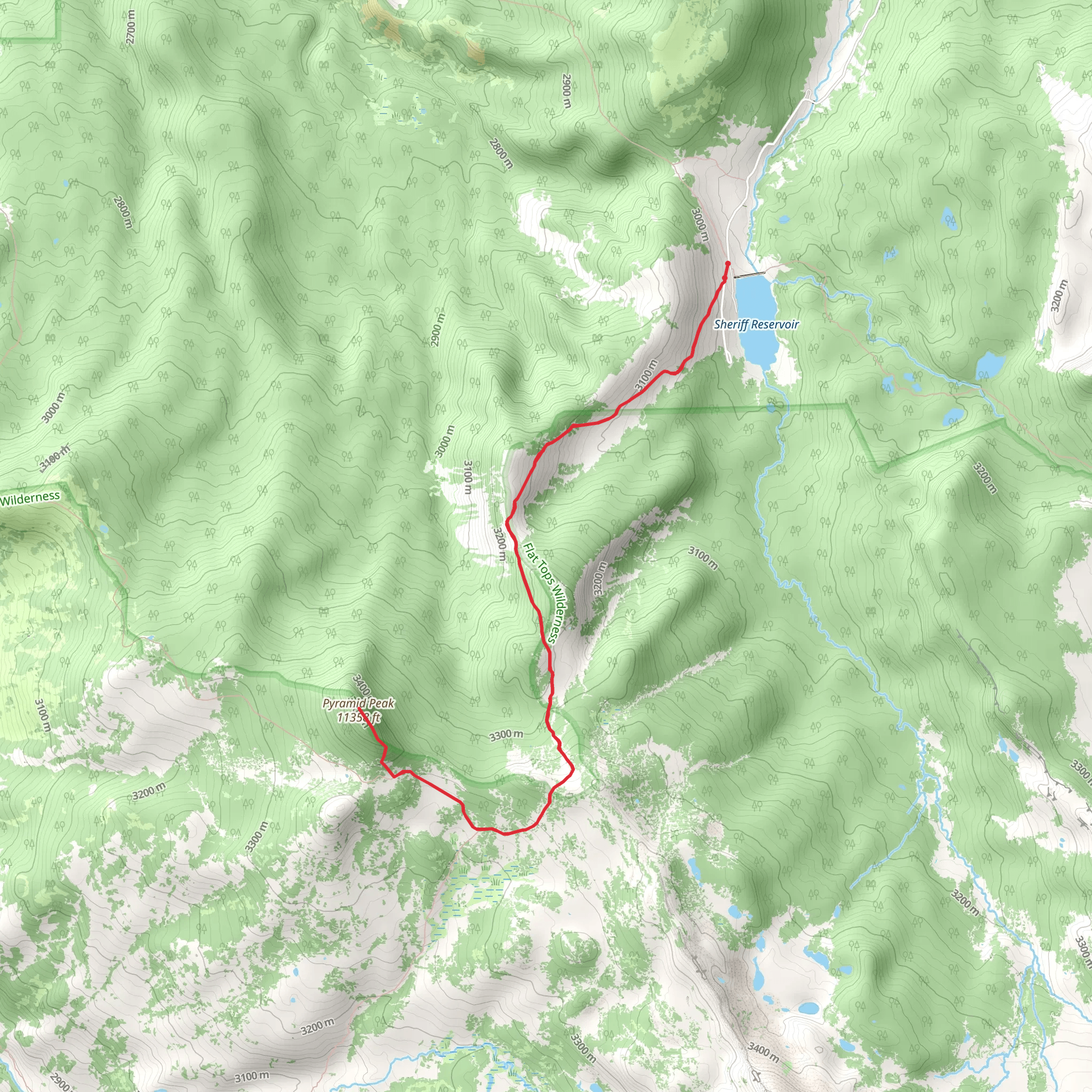 Pyramid Peak via Black Mountain Creek Trail mobile static map