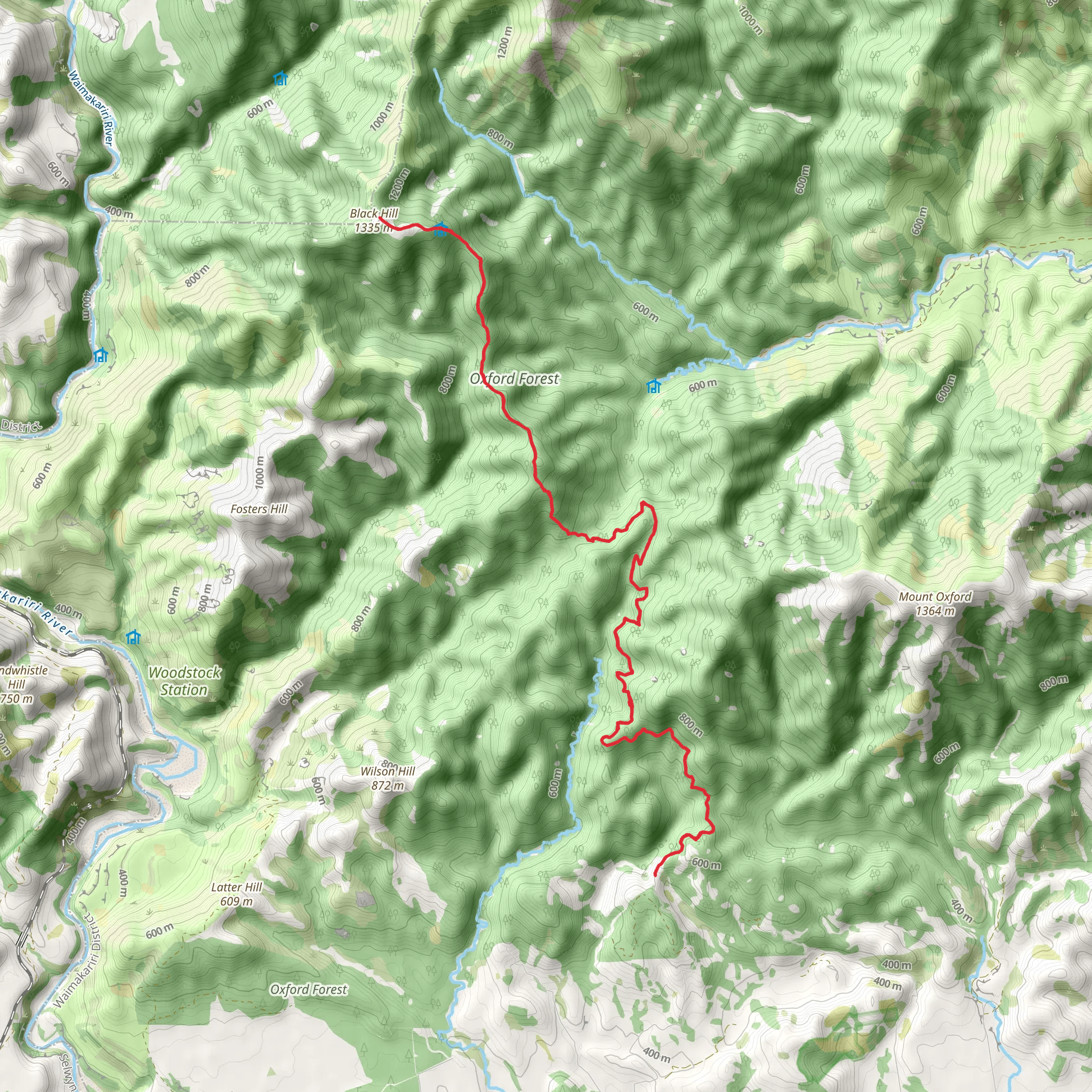 View Hill Car Park to Black Hill Hut mobile static map