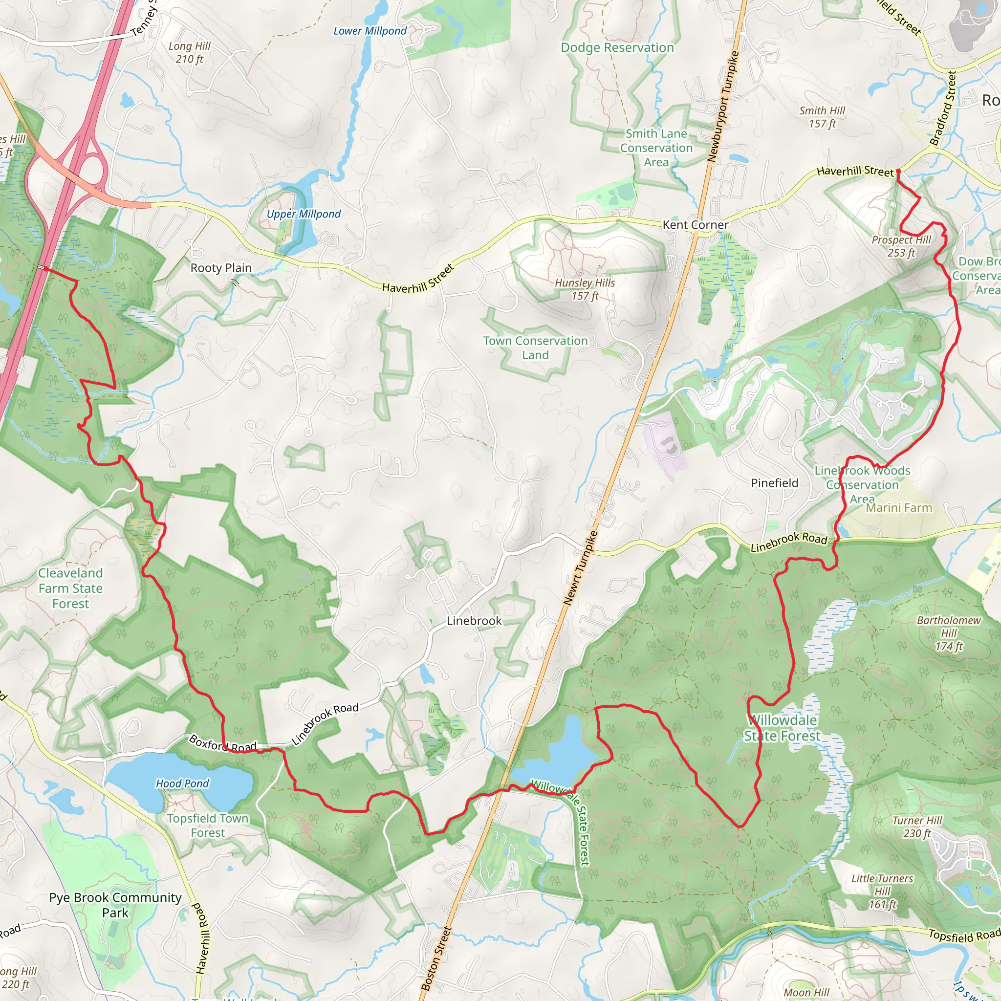 Bay Circuit Trail via Prospect Hill - Rowley mobile static map