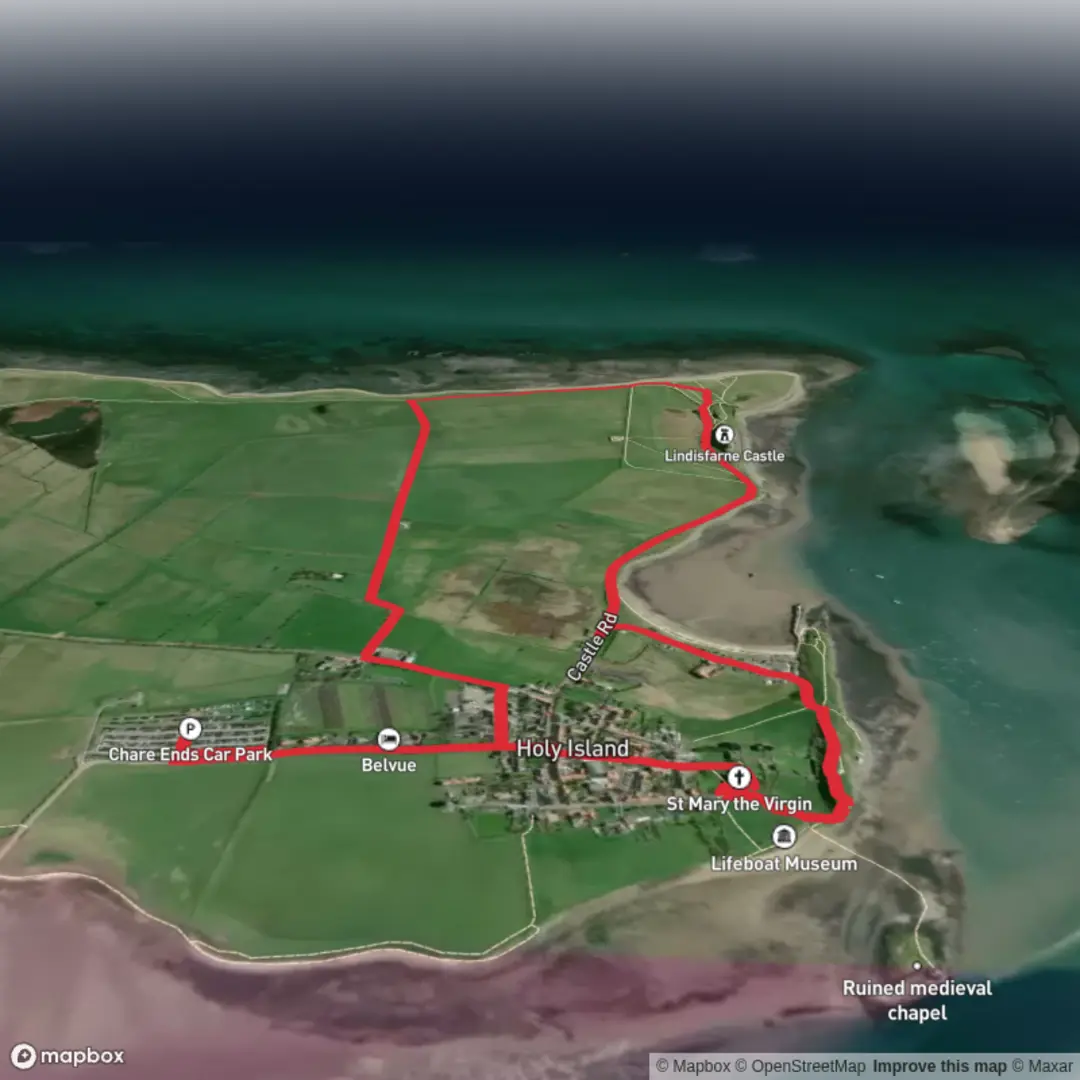 An image depicting the trail Holy Island Castle, Coast & Priory Circular and its surrounding area.
