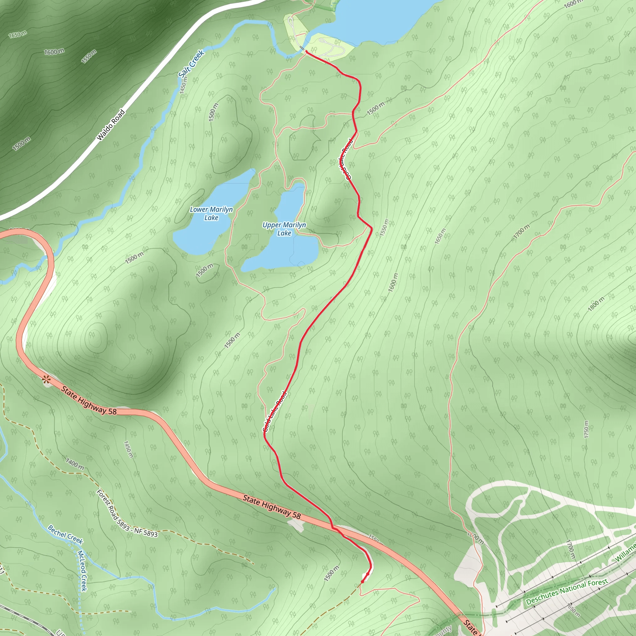 Gold Lake Out and Back mobile static map