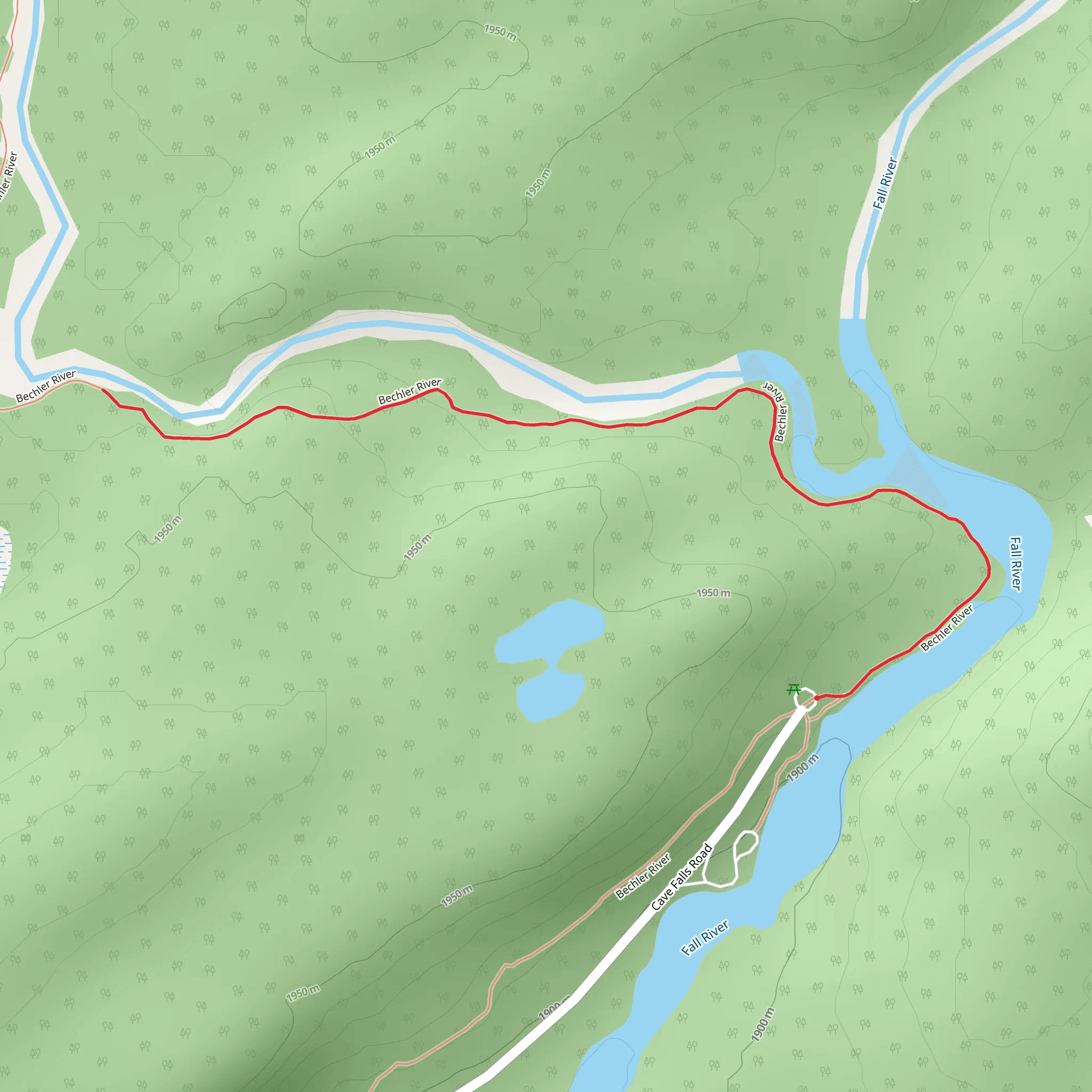 Bechler Falls Walk mobile static map