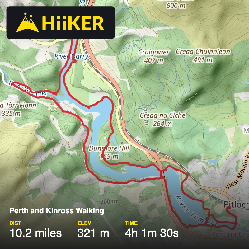 A map preview of the recording Perth and Kinross Walking.