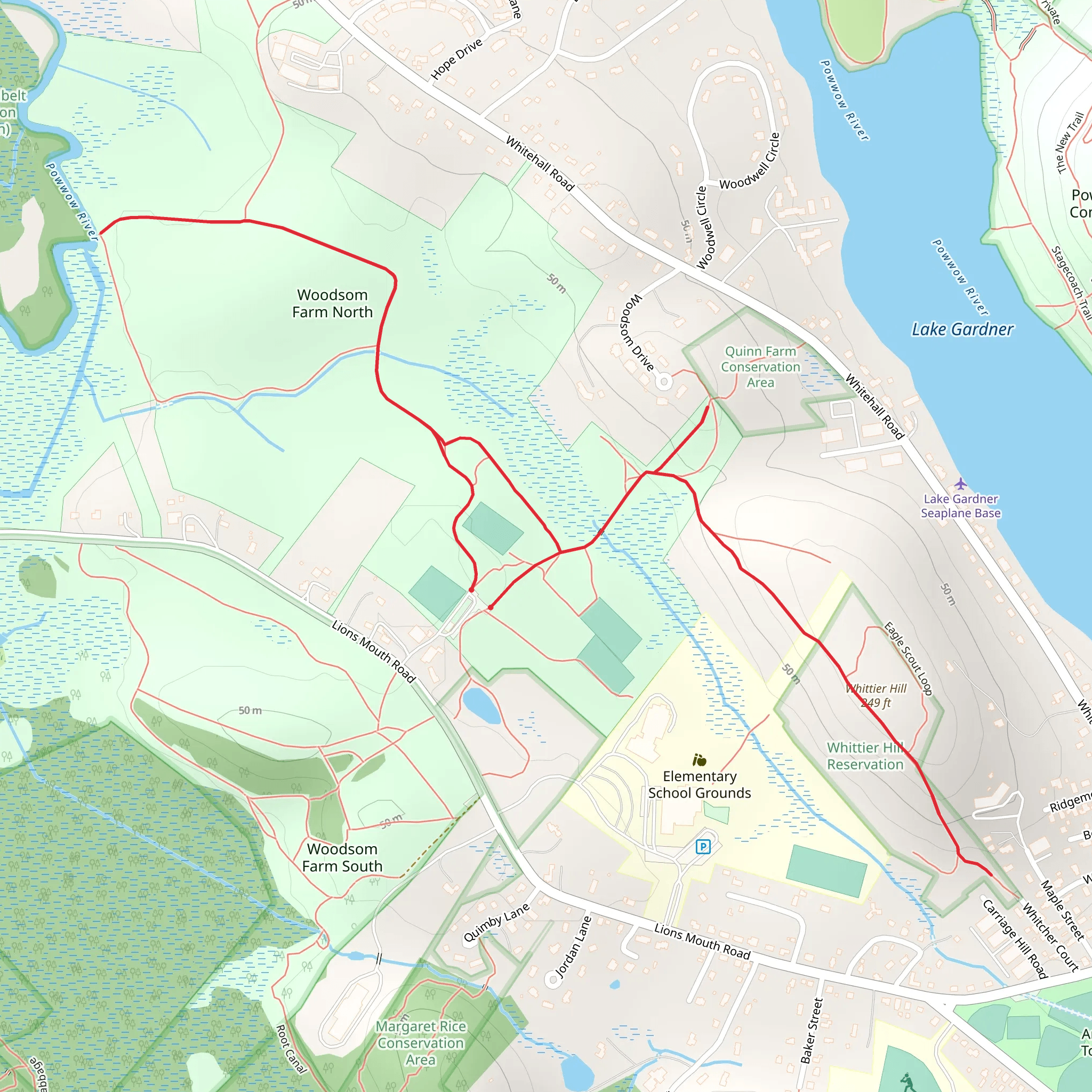 Whittier Hill Trail mobile static map