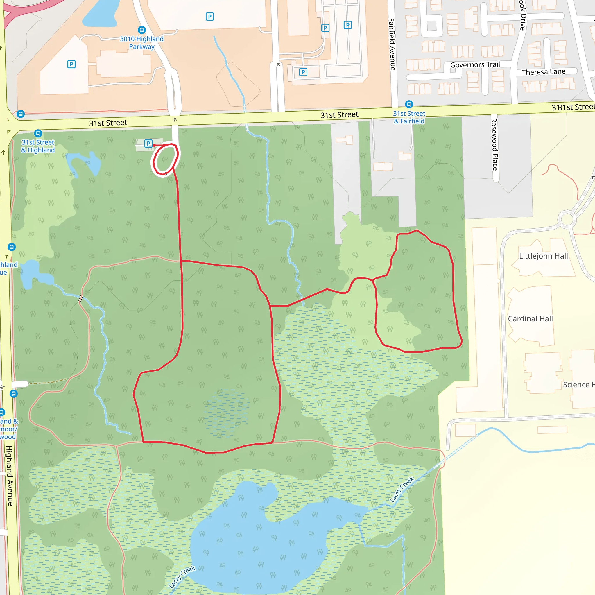 Lyman Woods Forest Preserve Loop mobile static map