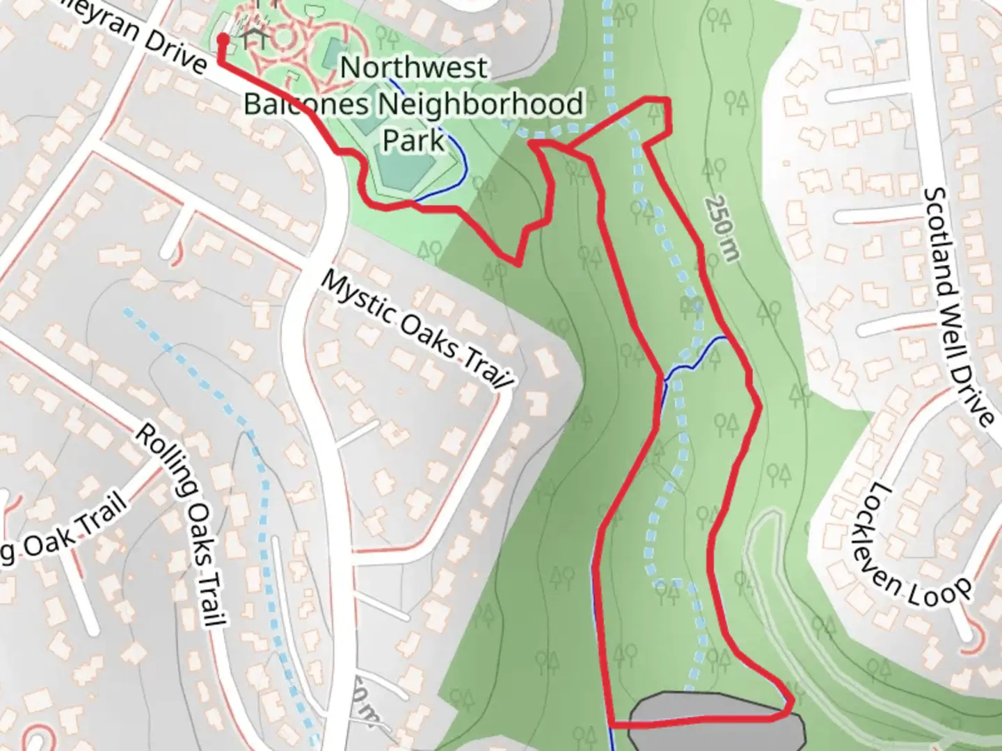 An image depicting the trail Northwest Balcones Neighborhood Park Loop and its surrounding area.