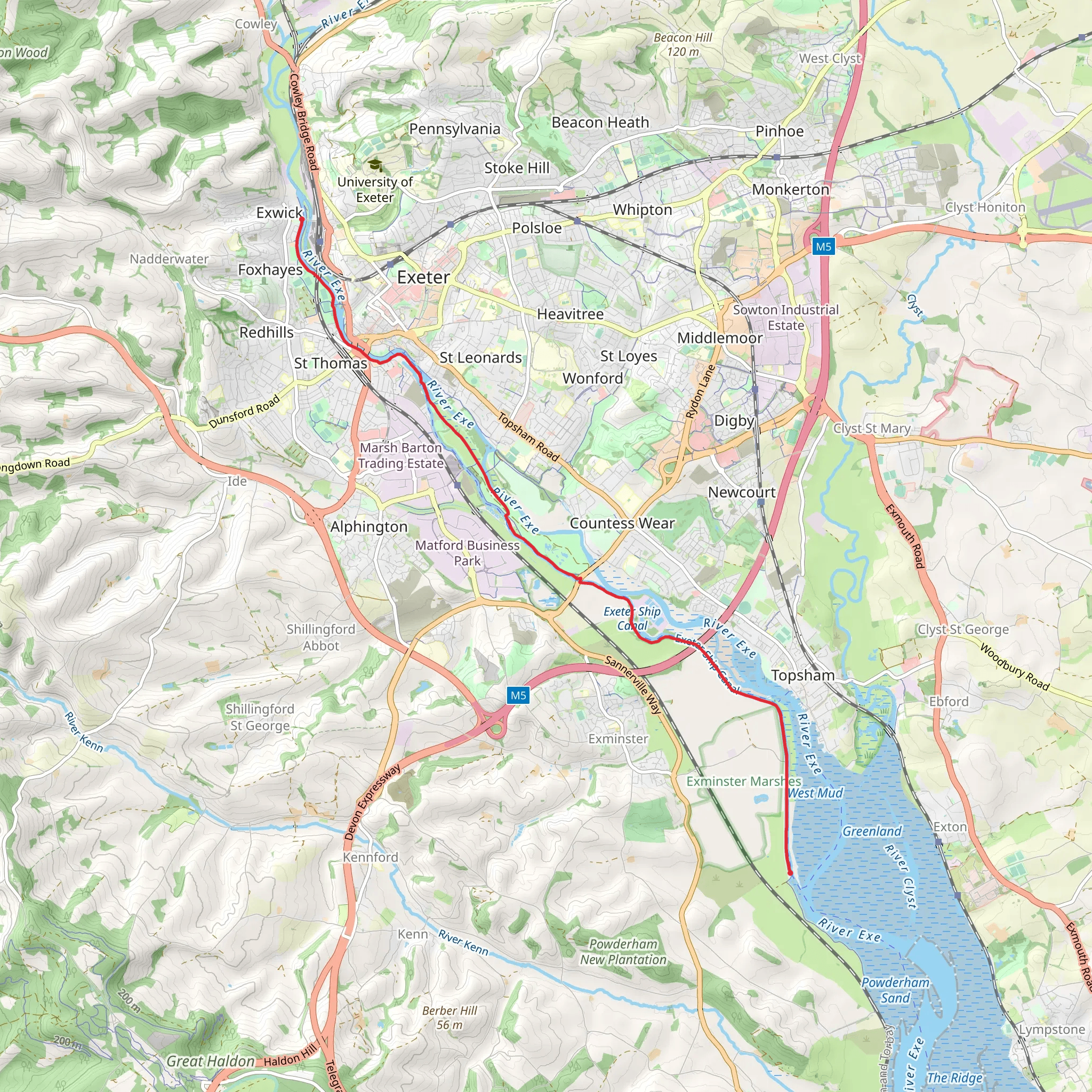 Exe Valley Ride Walk mobile static map