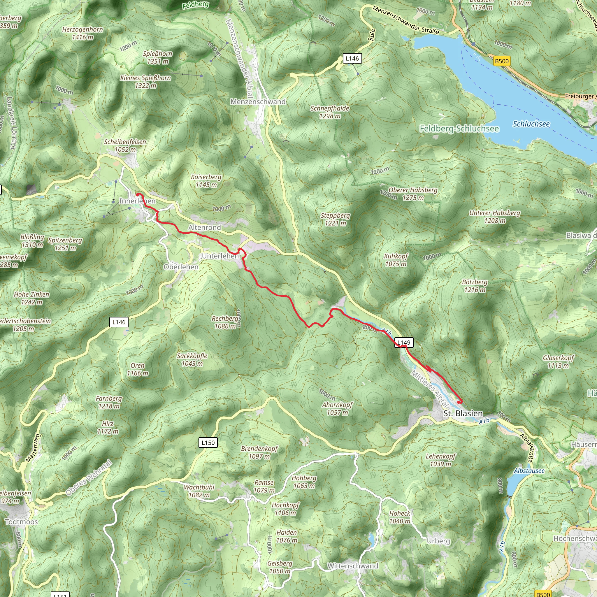 St Blasien to Innerlehen Walk mobile static map