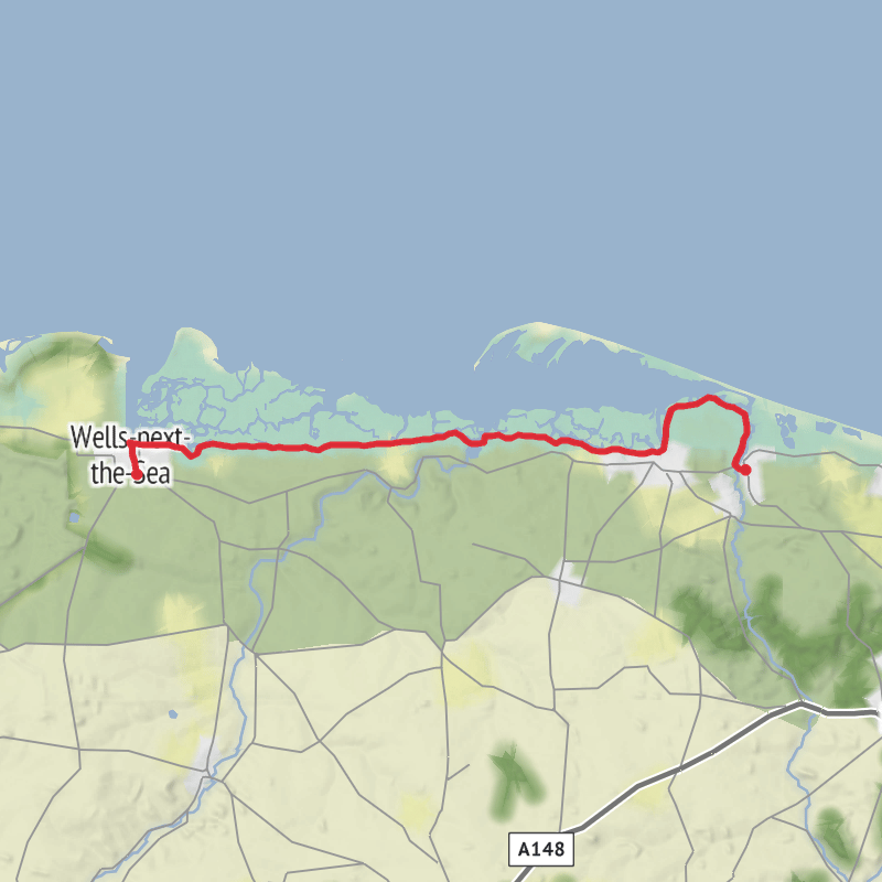 A map preview of the recording Norfolk Coast AONB - Jul 23.