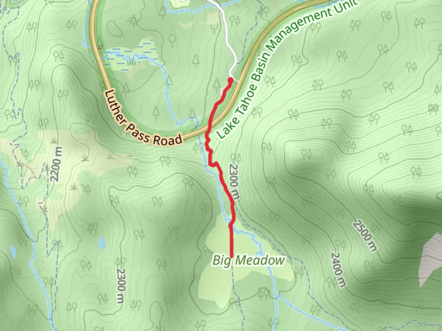 An image depicting the trail Big Meadow via Tahoe Rim Trail and its surrounding area.