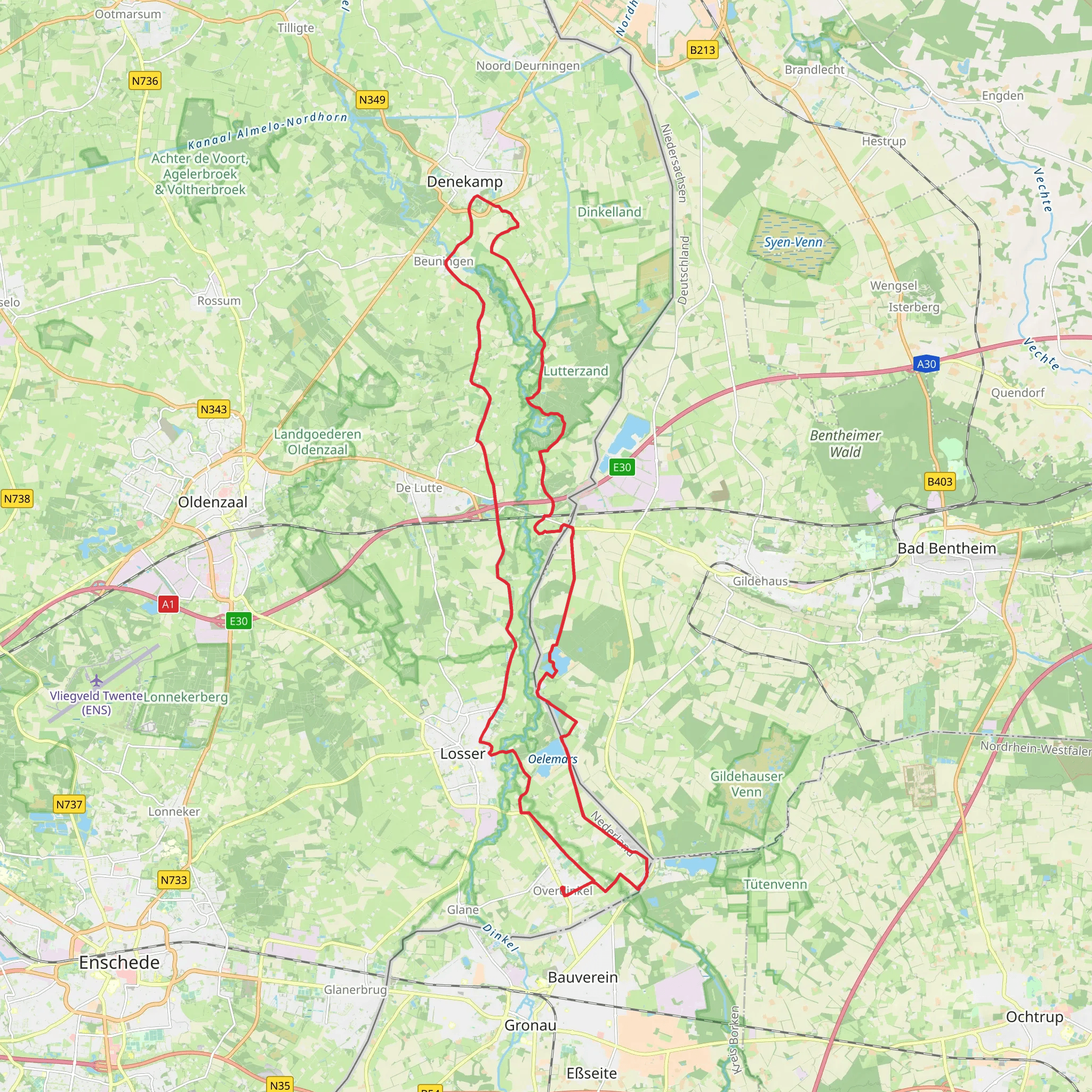 Drielandweg, Oelemars and Beuningen Loop mobile static map