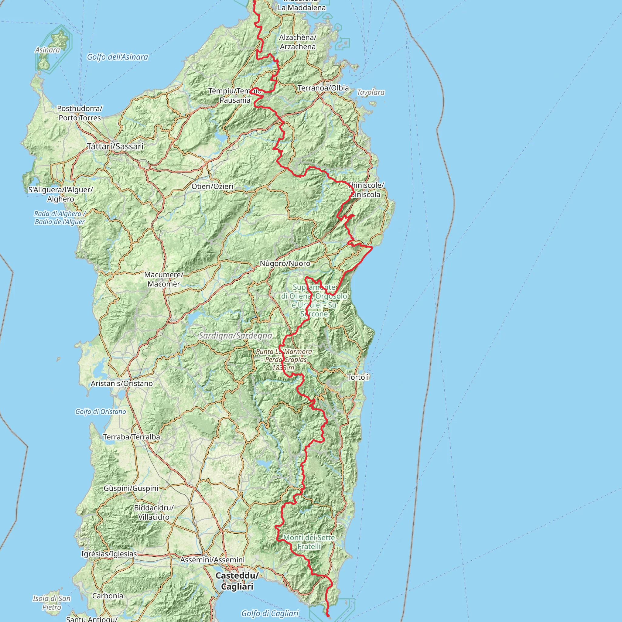 Sentiero Italia - Sardinia Section mobile static map