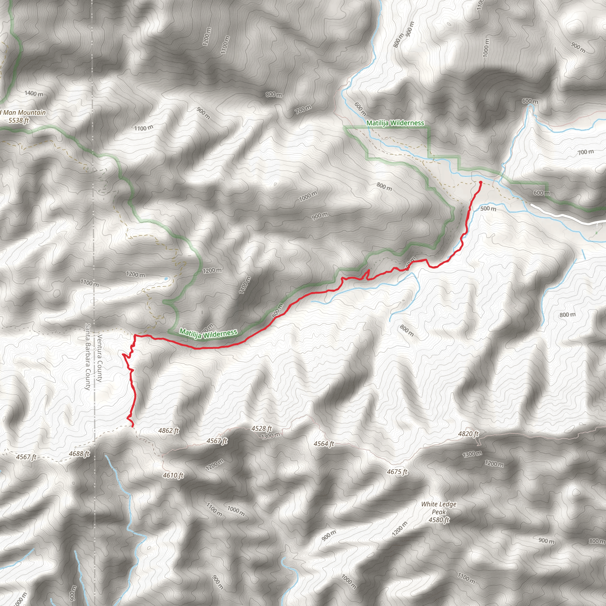 Monte Arido Trail via Murietta Trail mobile static map