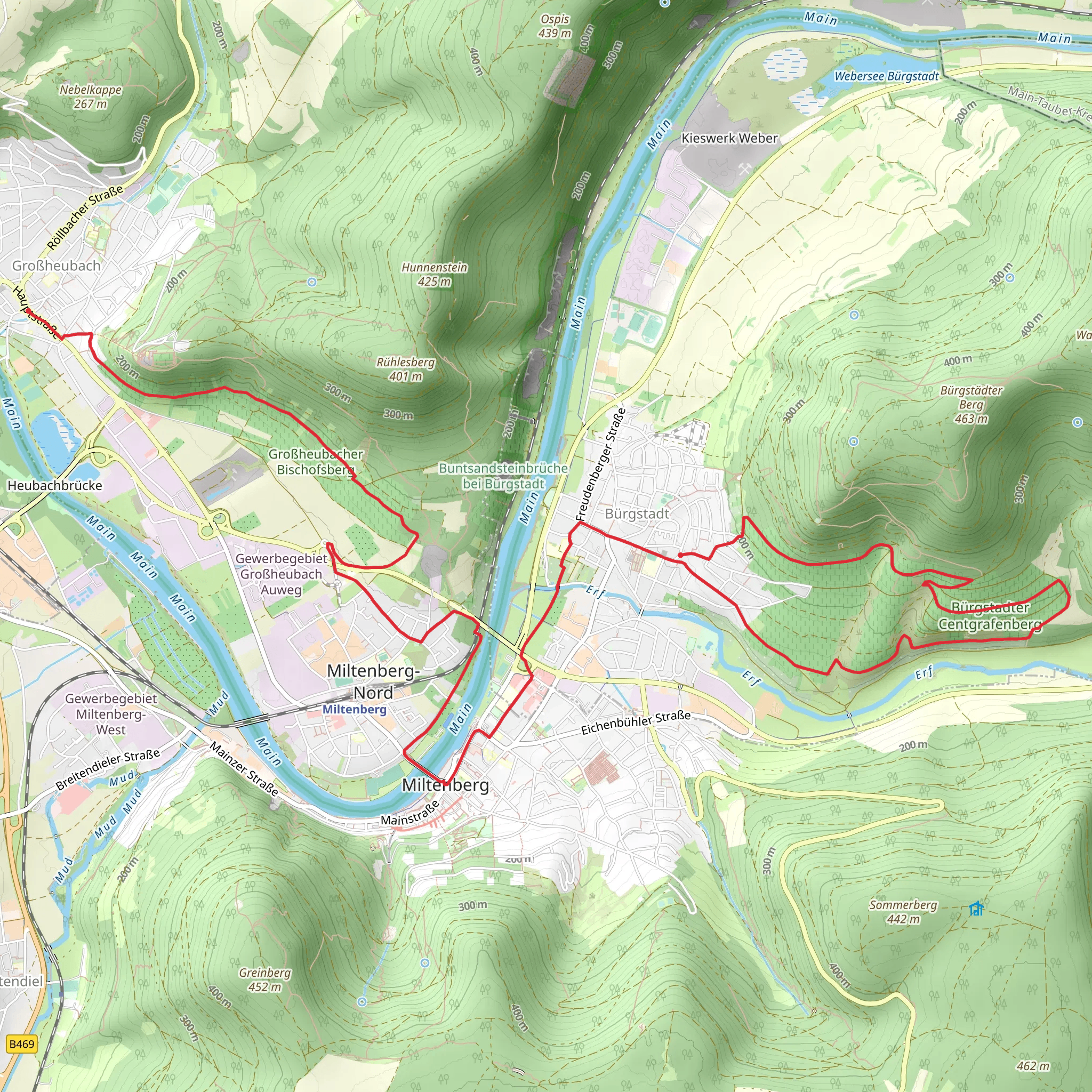 Grobheubach and Burgstadt Walk via Burgstadter Centgrafenberg mobile static map