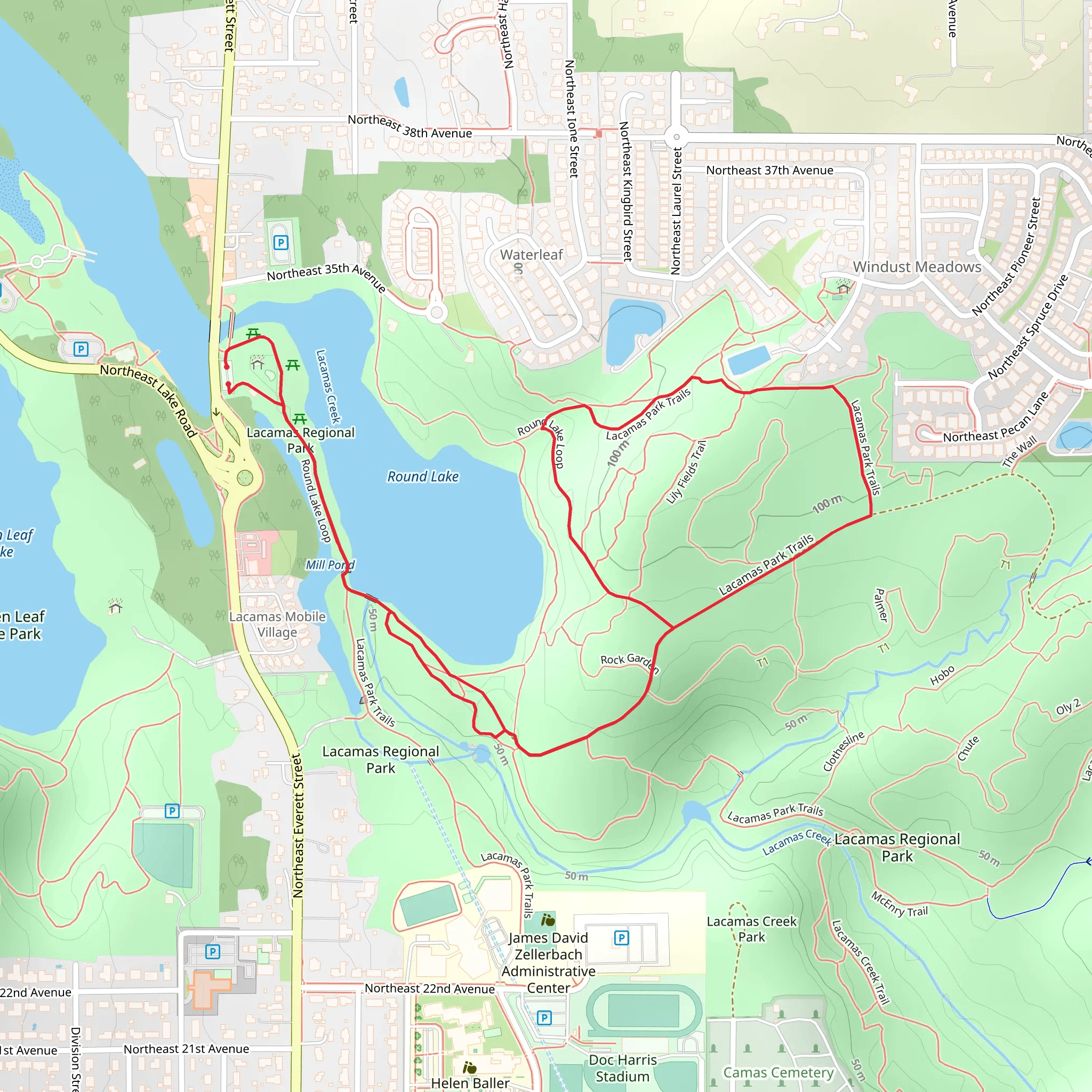 Round Lake via Lake to Lake Eastside Trail mobile static map