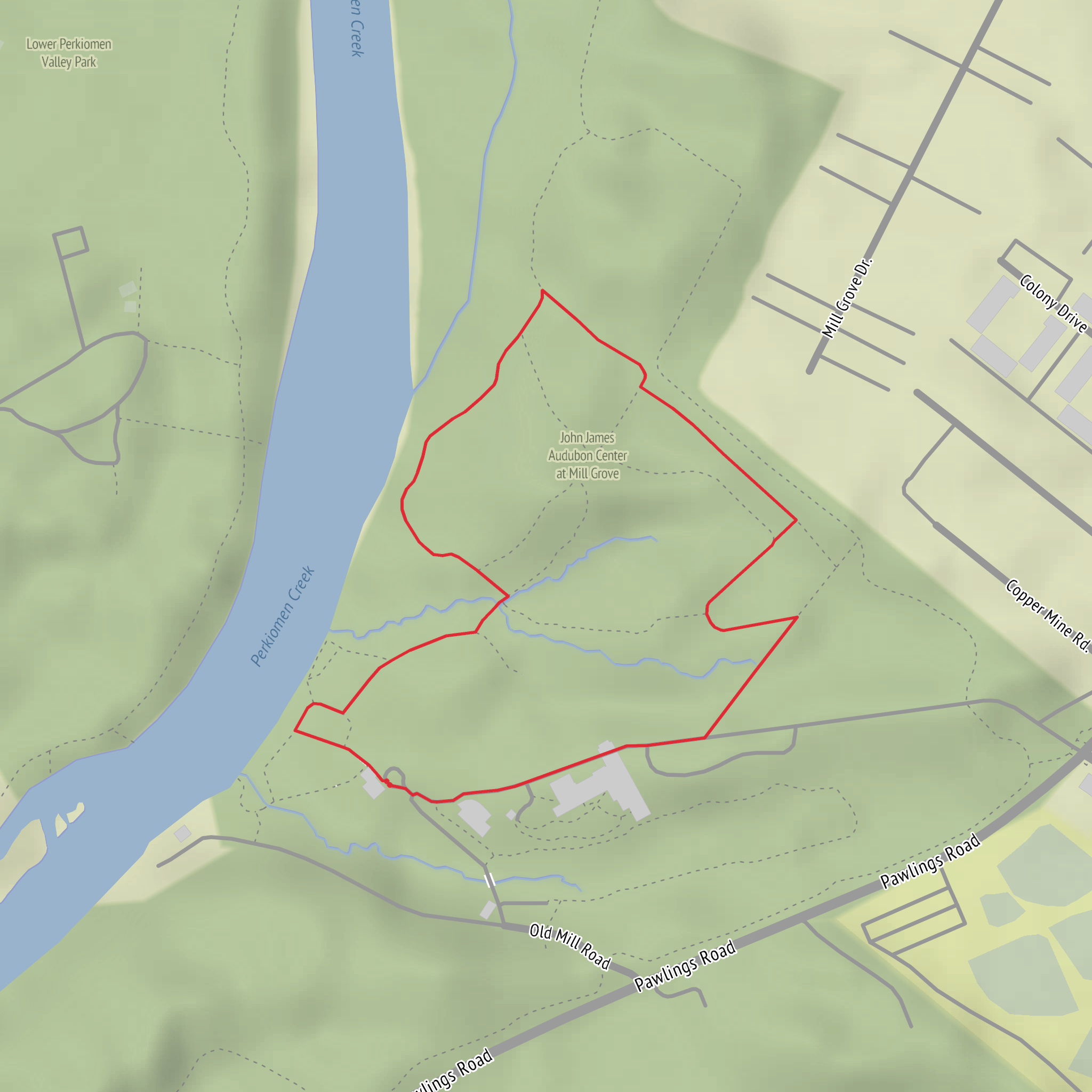 John James Audubon Center at Mill Grove Loop mobile static map