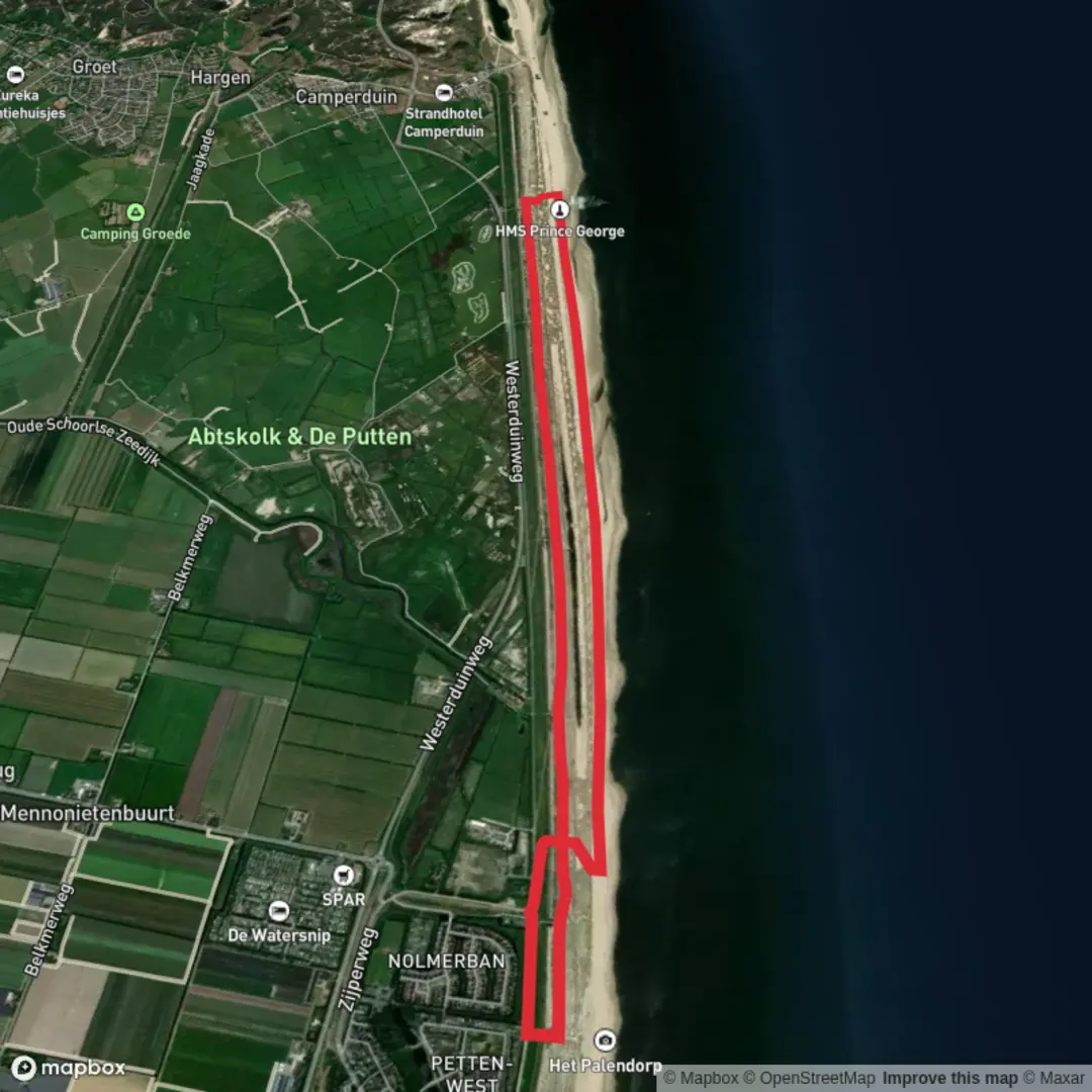 An image depicting the trail Hondsbossche Duinpad Loop and its surrounding area.