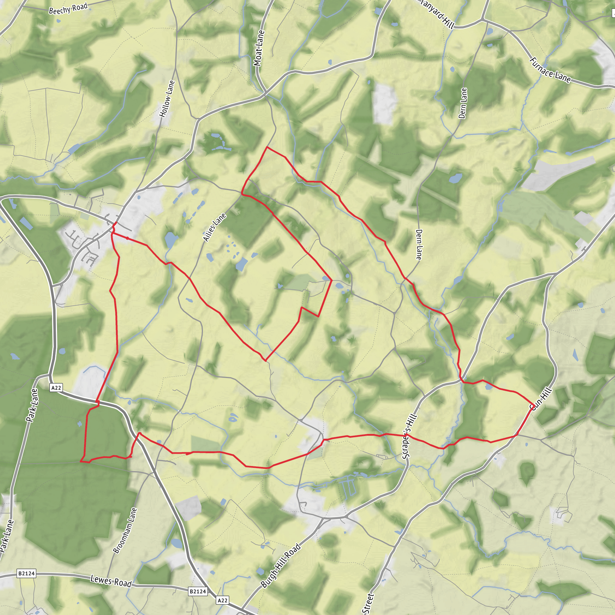Kings Head East Hoathly Loop mobile static map