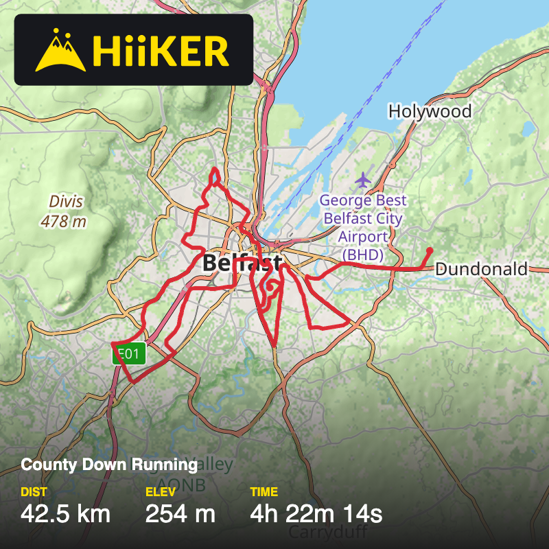 A map preview of the recording County Down Running.
