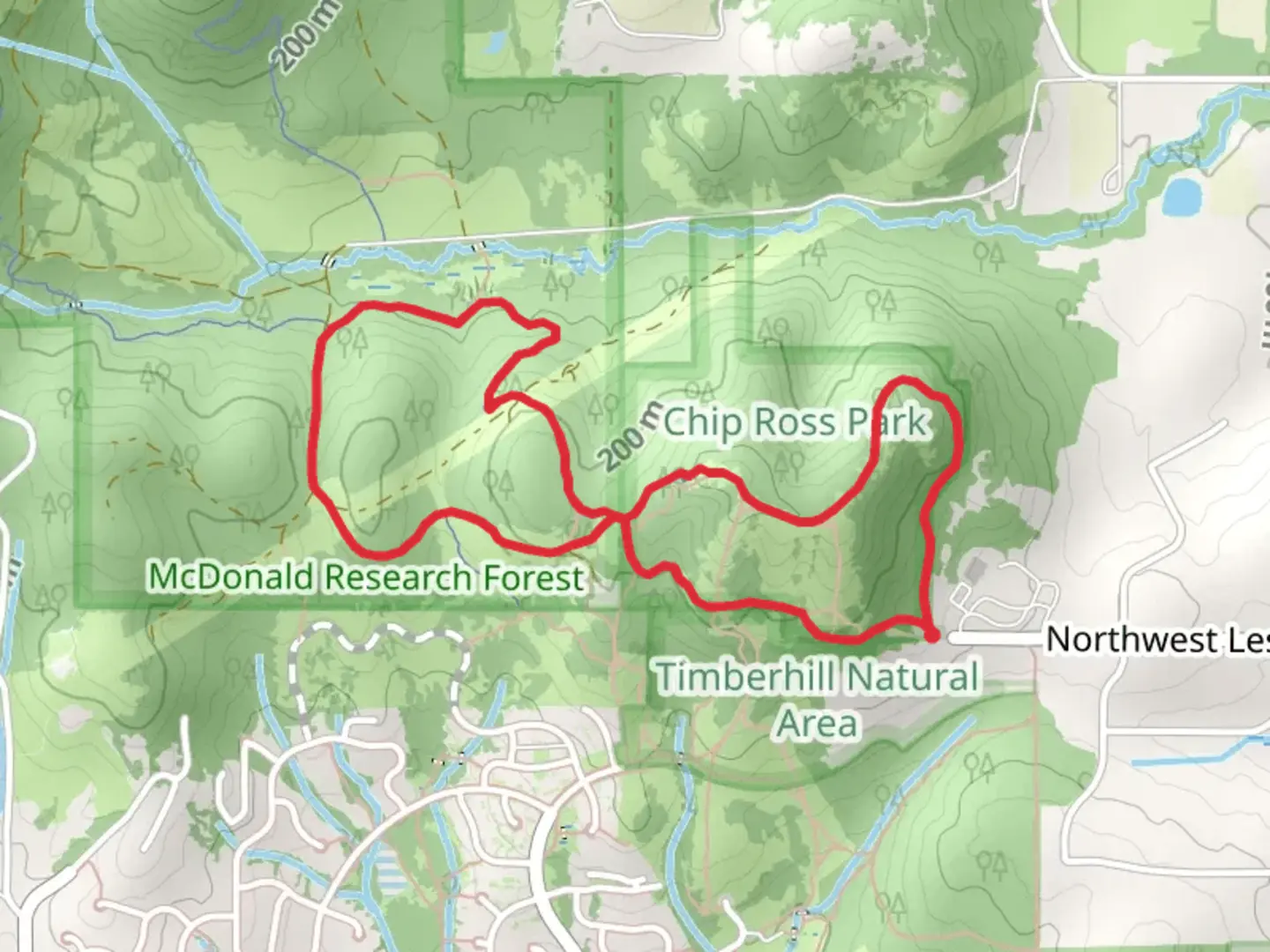 An image depicting the trail Chip Ross and Lower Dan's Loop Trail and its surrounding area.