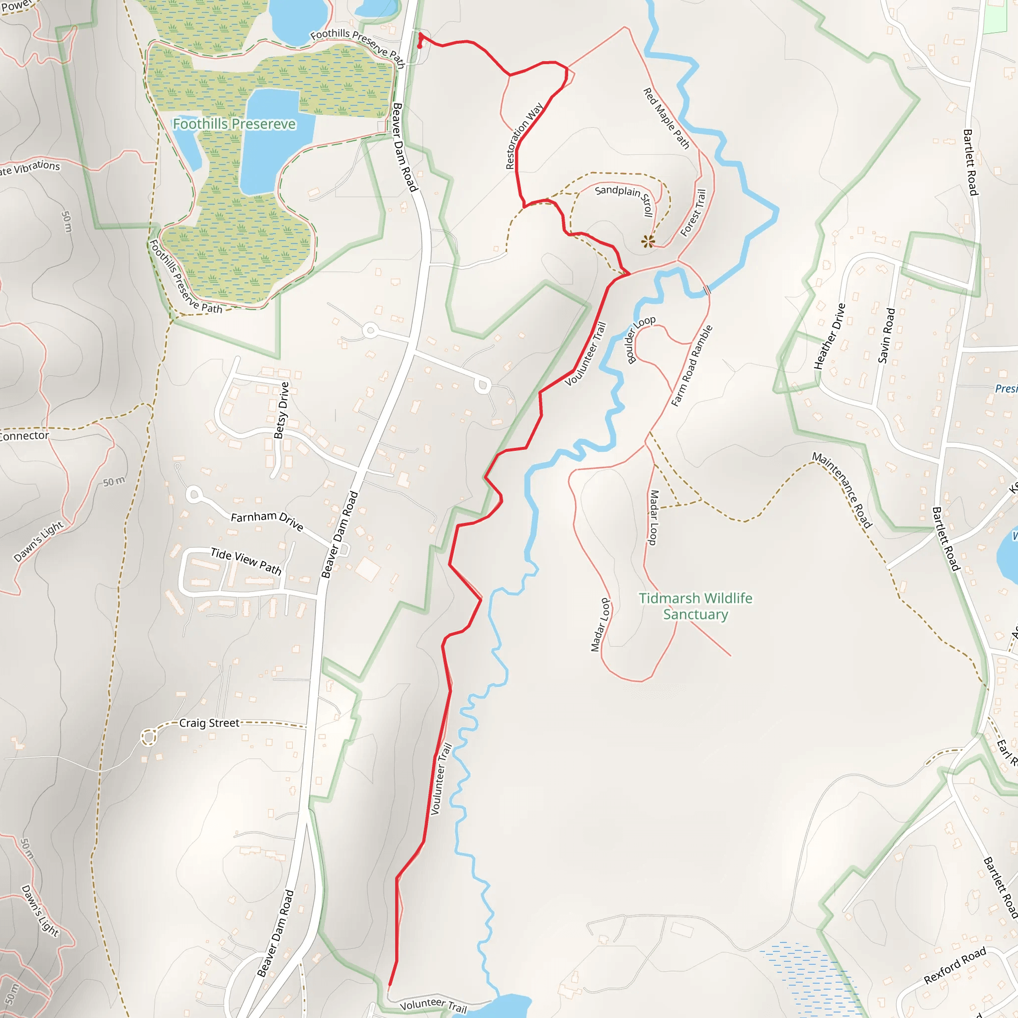 Voulunteer Trail via Entrance Trail mobile static map