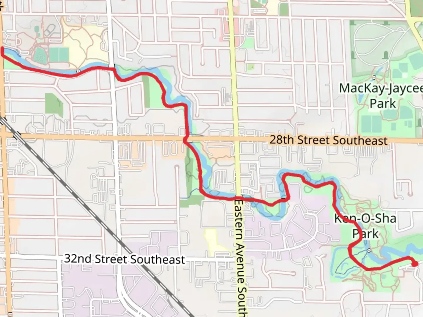 An image depicting the trail Plaster Creek Trail and its surrounding area.