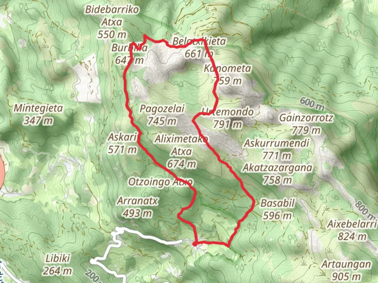 An image depicting the trail Surrounding Galdara PR BI 81 and its surrounding area.