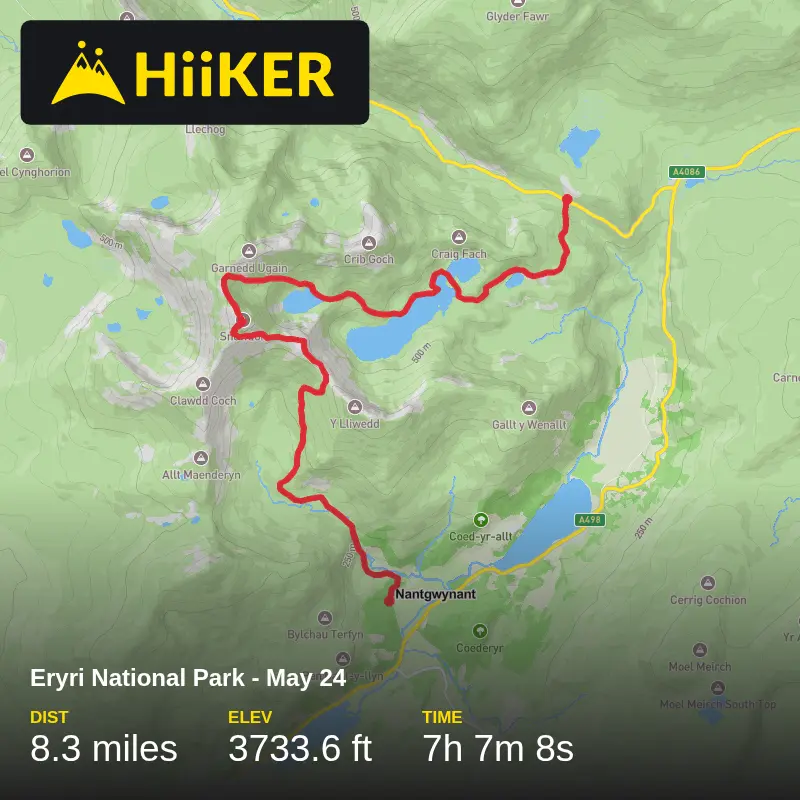 A map preview of the recording Eryri National Park - May 24.