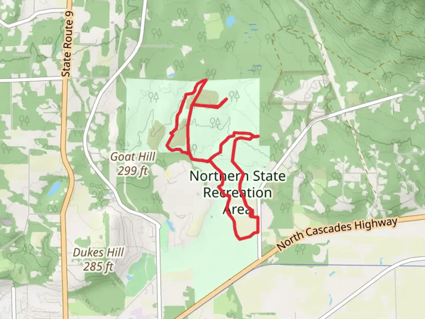 An image depicting the trail Northern State Recreation Area Loop and its surrounding area.