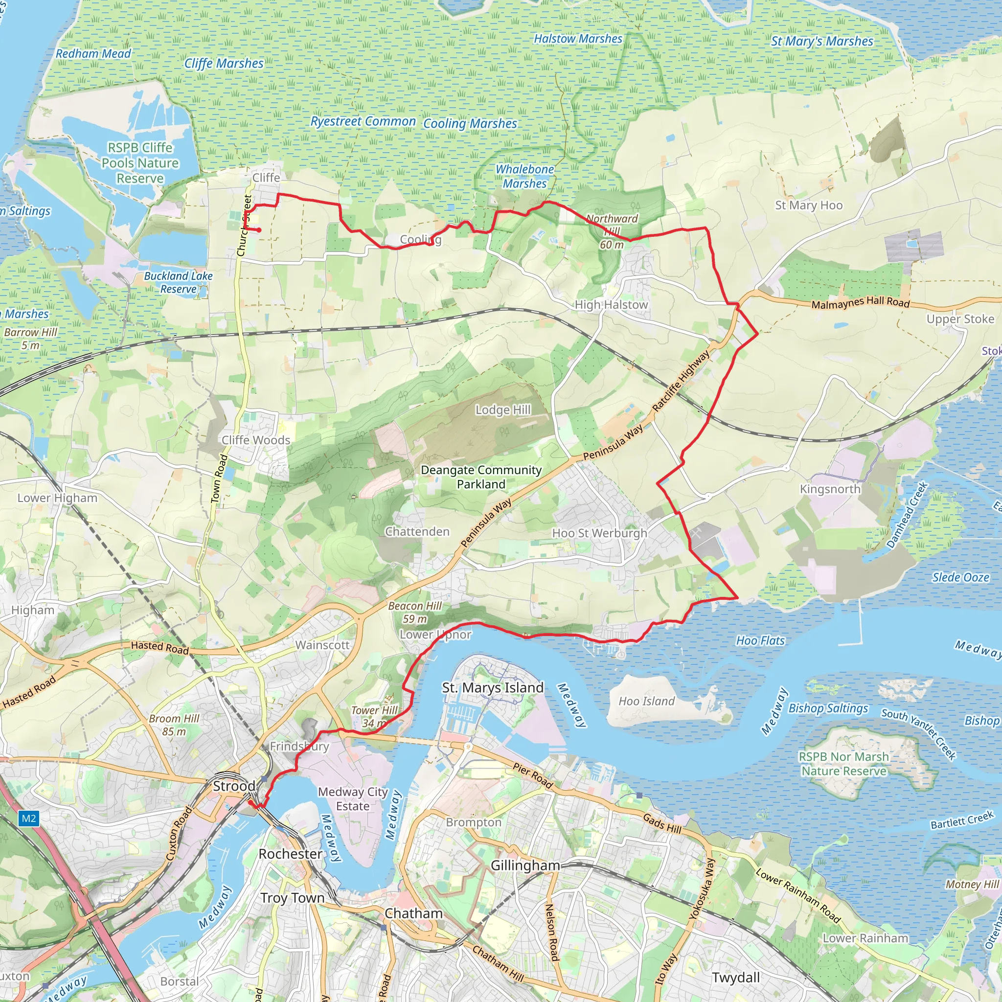 Saxon Shore Way - Cliffe to Strood mobile static map