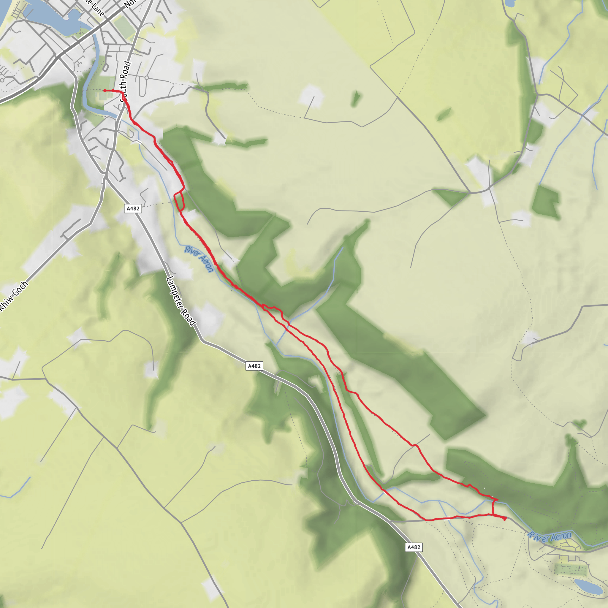 Aberaeron Loop via Pen parc and Pont Mydr mobile static map