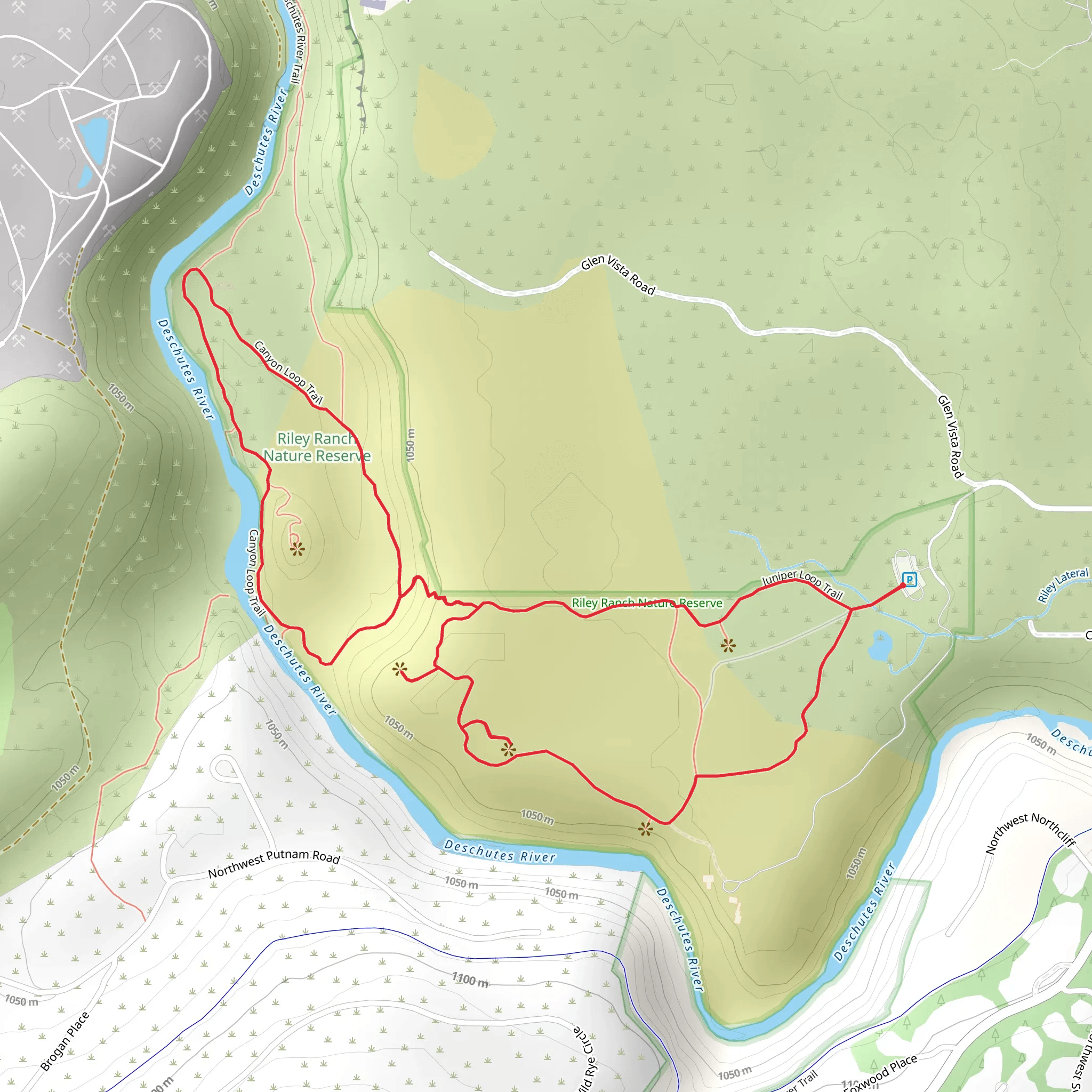Juniper Loop Trail and Canyon Loop Trail mobile static map