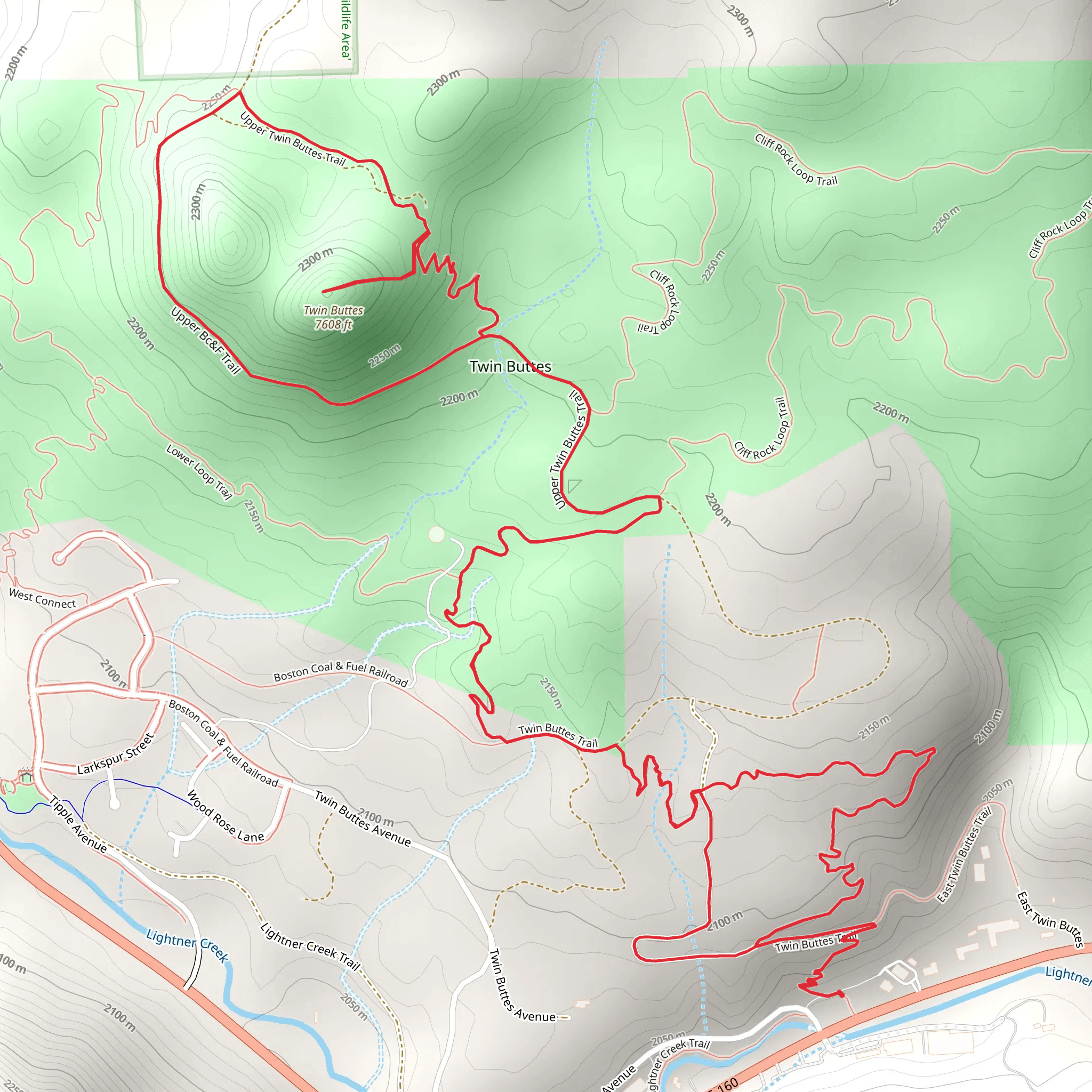 Twin Buttes and Upper Twin Buttes Loop Trail mobile static map