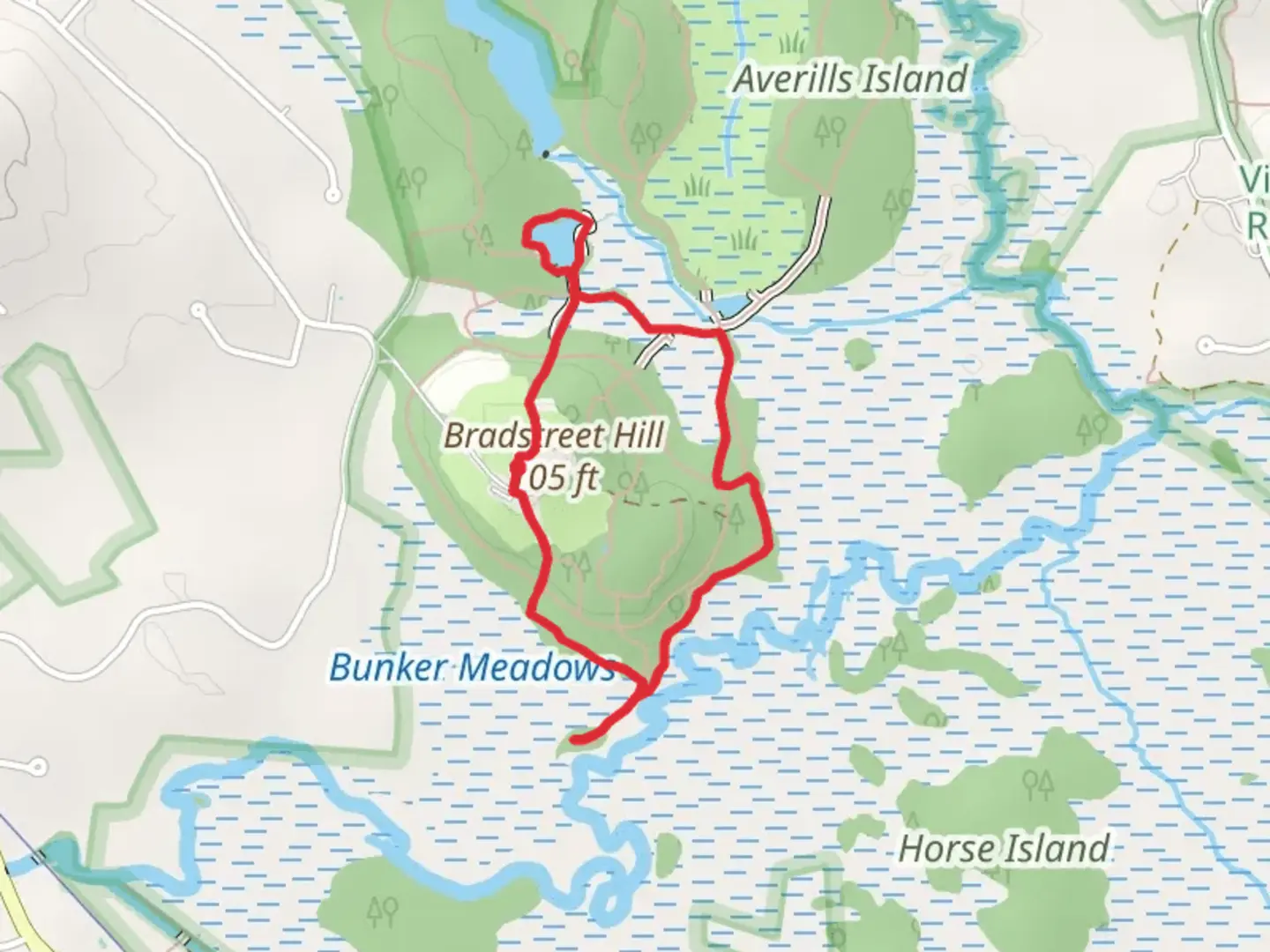 An image depicting the trail Bradstreet Hill and Rockery Pond Loop and its surrounding area.