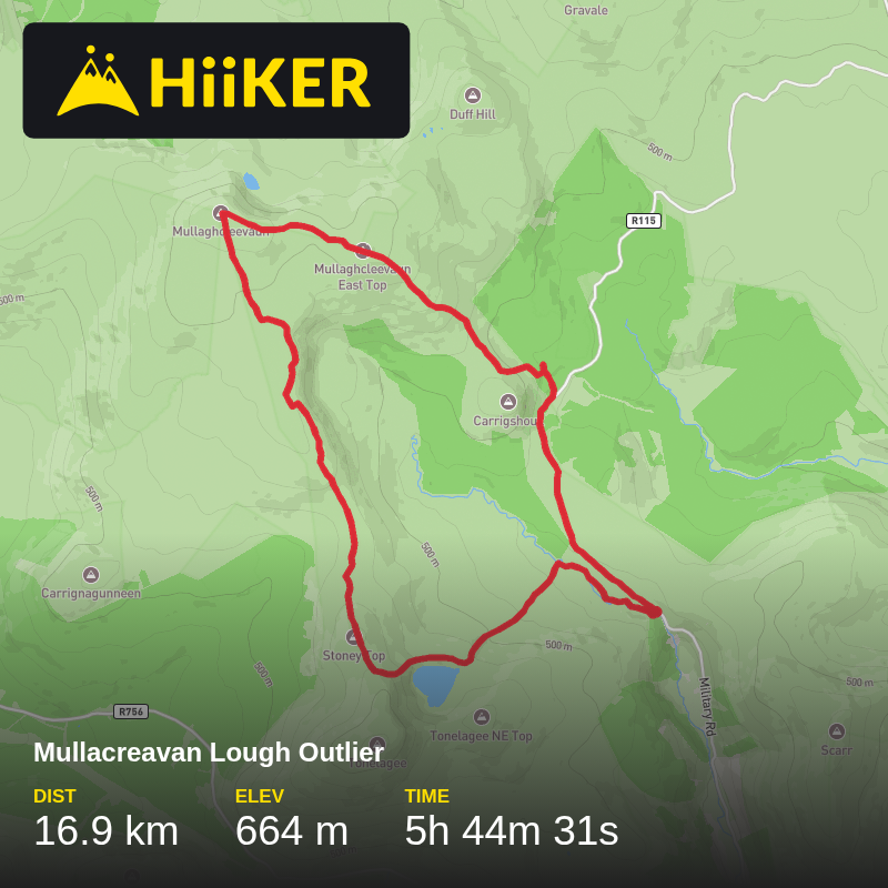A map preview of the recording Mullaghcleevaun & Lough Ouler.