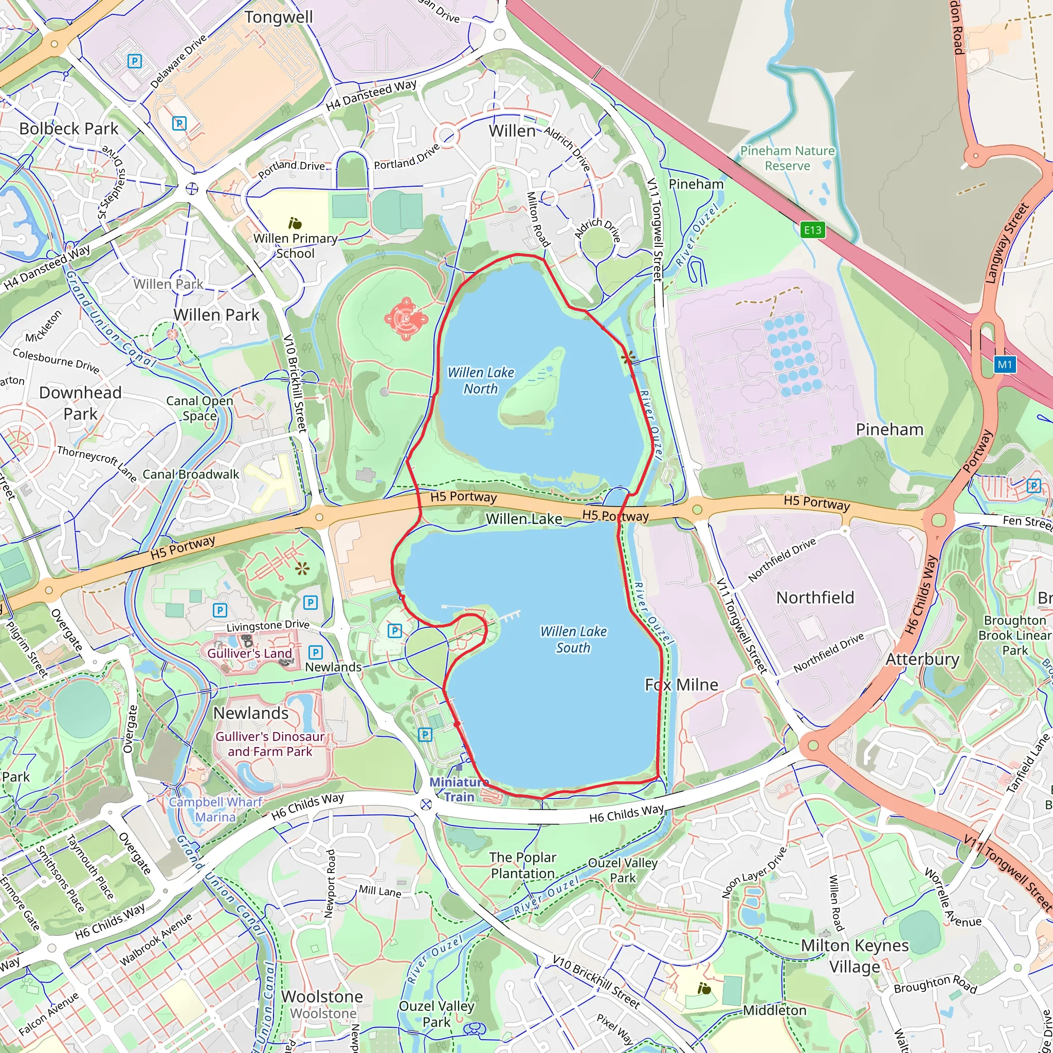 Willen Lake Loop mobile static map