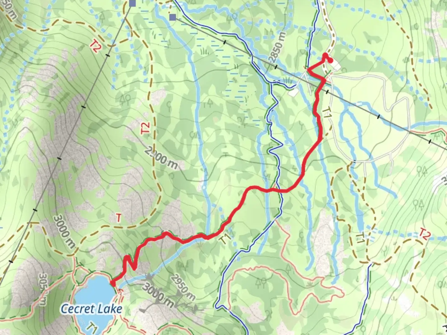 An image depicting the trail Cecret Lake Trail and its surrounding area.
