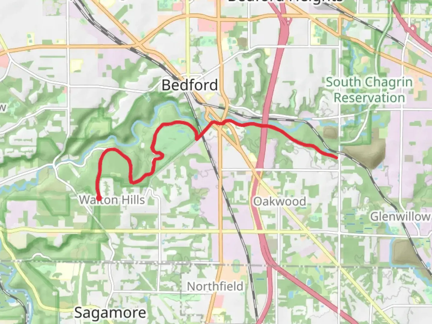An image depicting the trail All Purpose Trail Out and Back and its surrounding area.